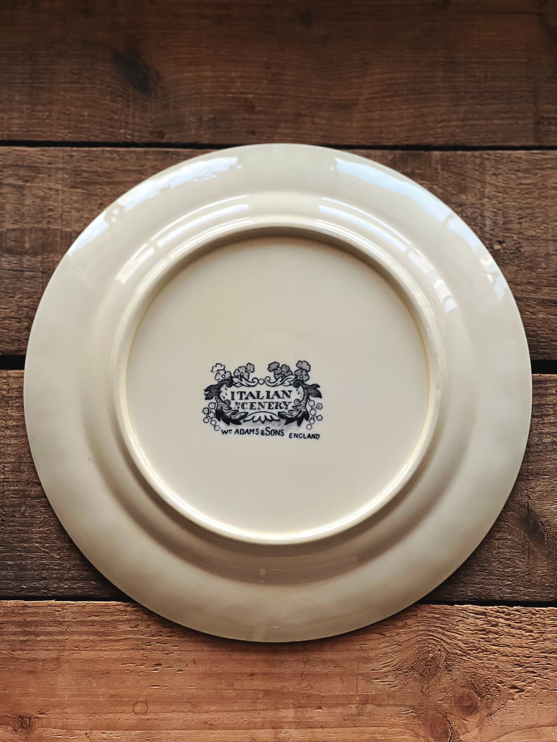 Antique W. Adams & Sons Italian Scenery Mulberry Luncheon Plate