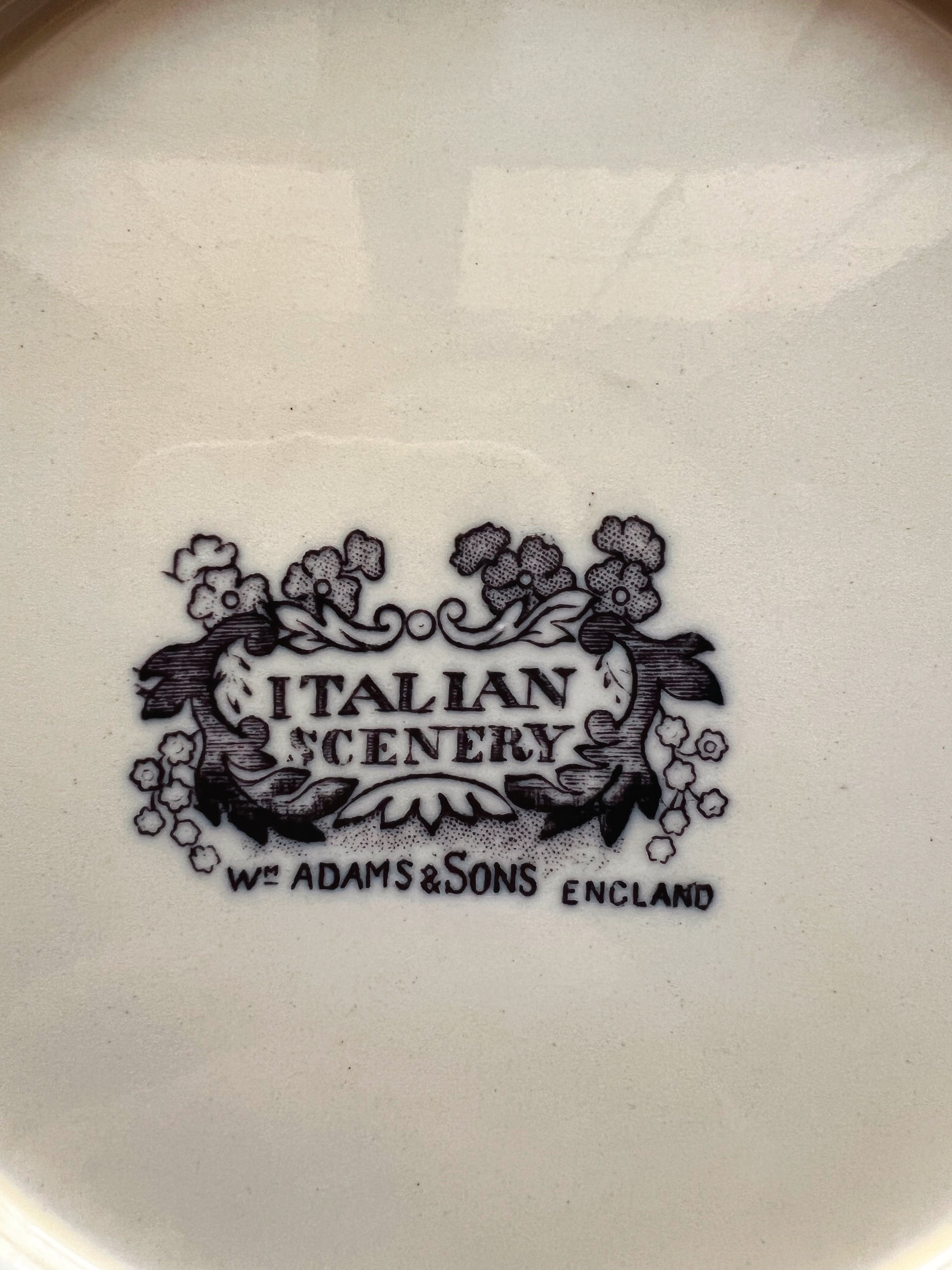 Antique W. Adams & Sons Italian Scenery Mulberry Luncheon Plate