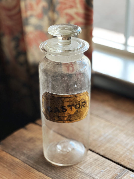 vintage castor oil bottle with lid