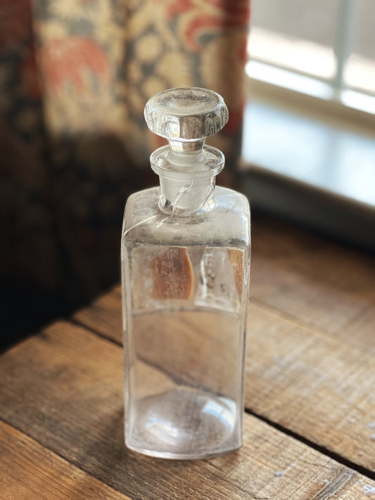 Vintage Glass Apothecary Bottle with Lid