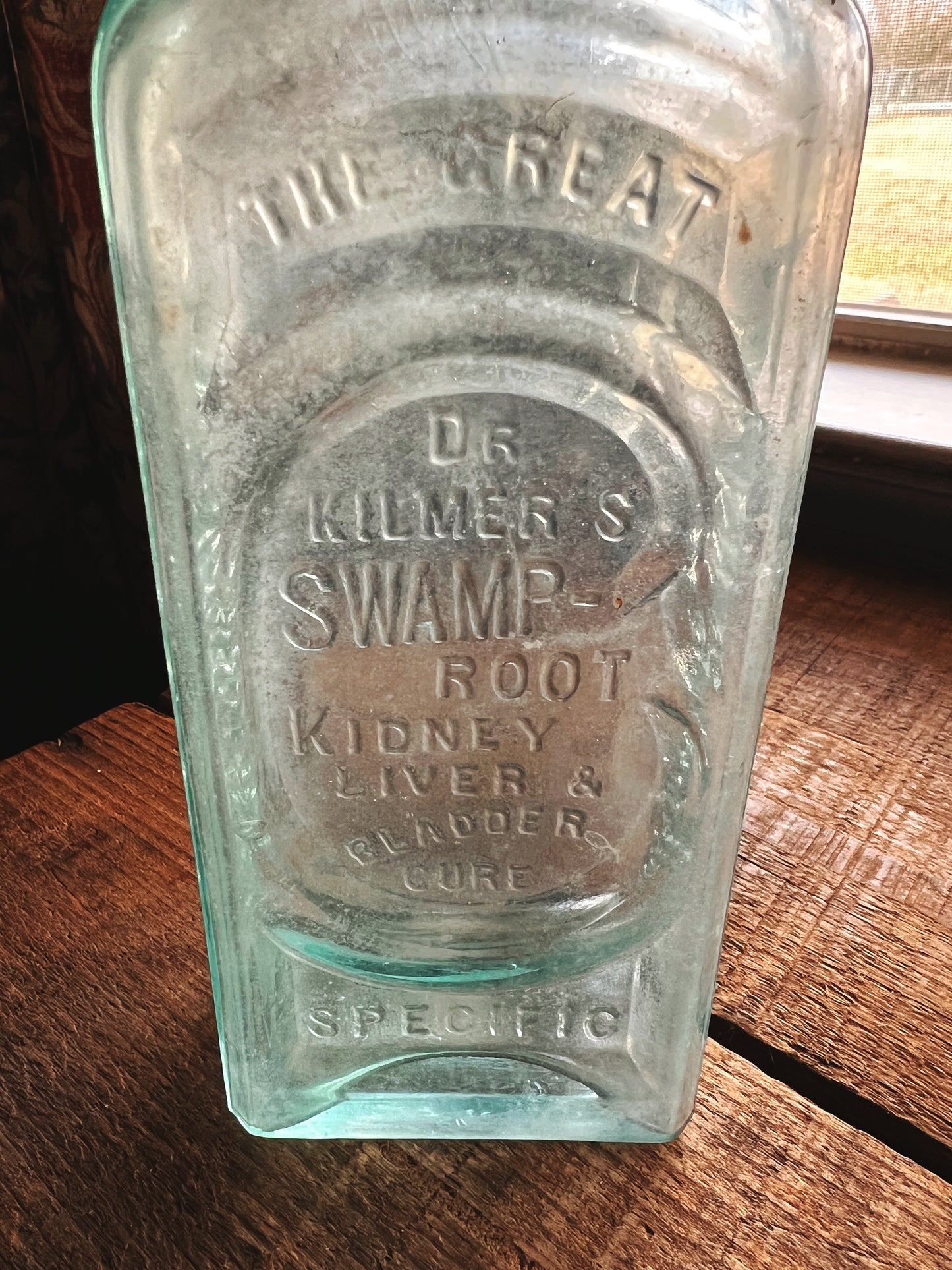 Vintage Blue Glass Kilmer's Swamp Root Medicine Bottle Pharmacy Bottle