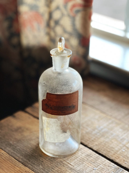 vintage pharmacy bottle that once held peppermint water