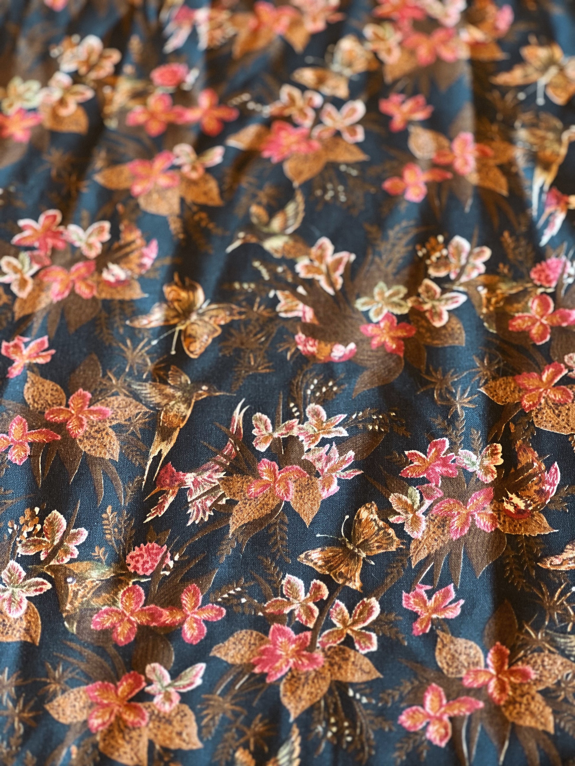Vintage Floral Fabric Remnant Cranston Print Works