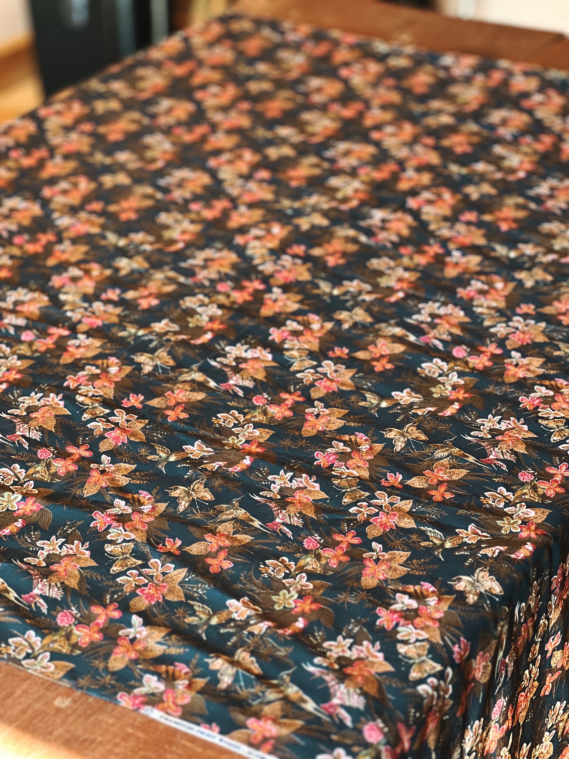 Vintage Floral Fabric Remnant Cranston Print Works