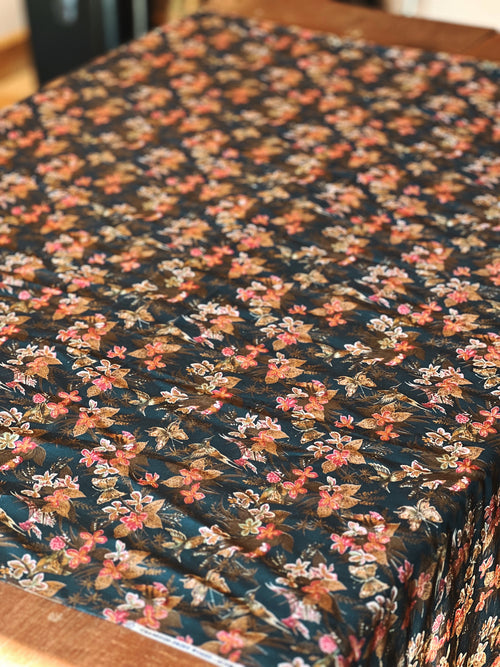 Vintage Floral Fabric Remnant Cranston Print Works