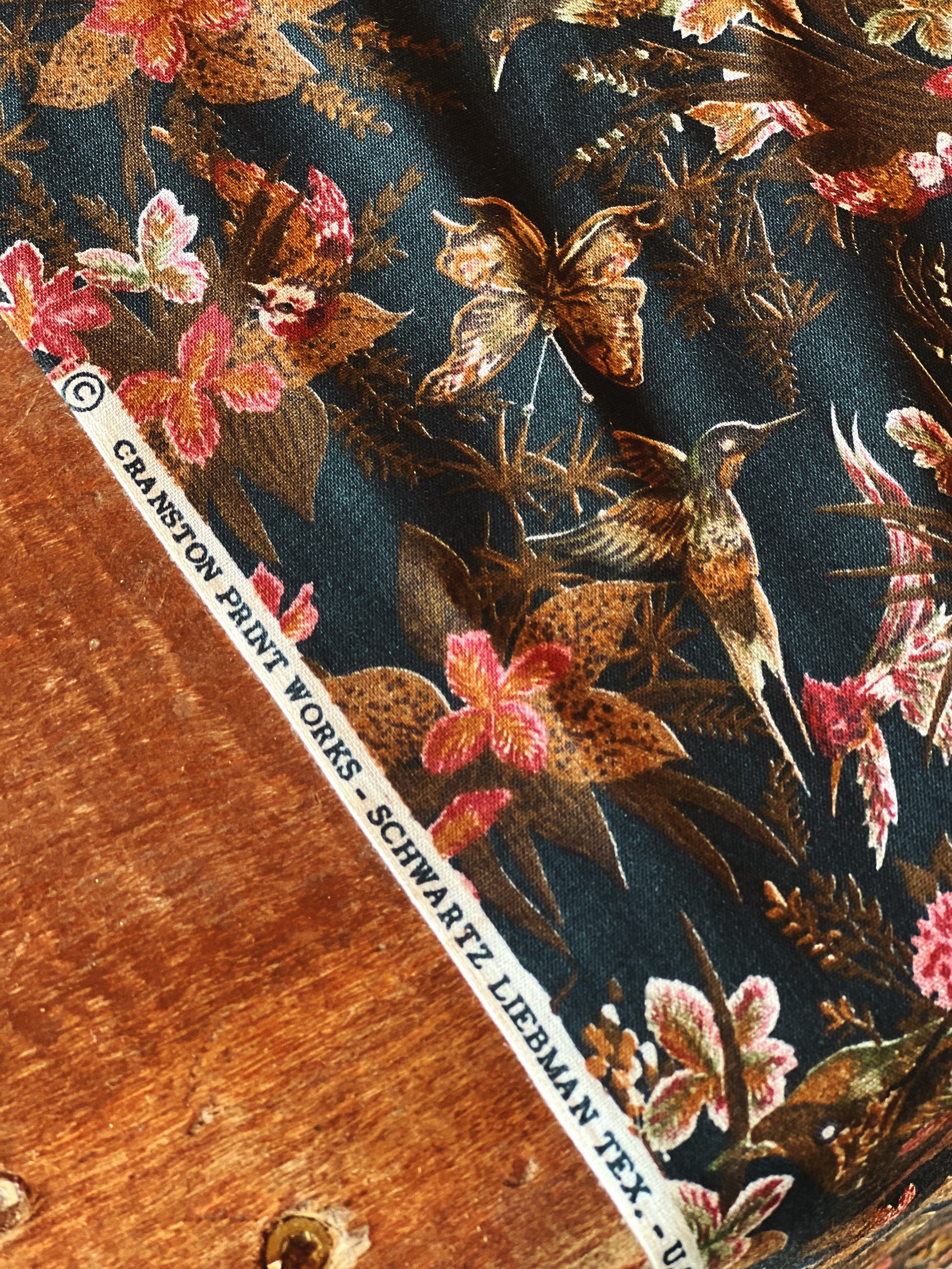 Vintage Floral Fabric Remnant Cranston Print Works