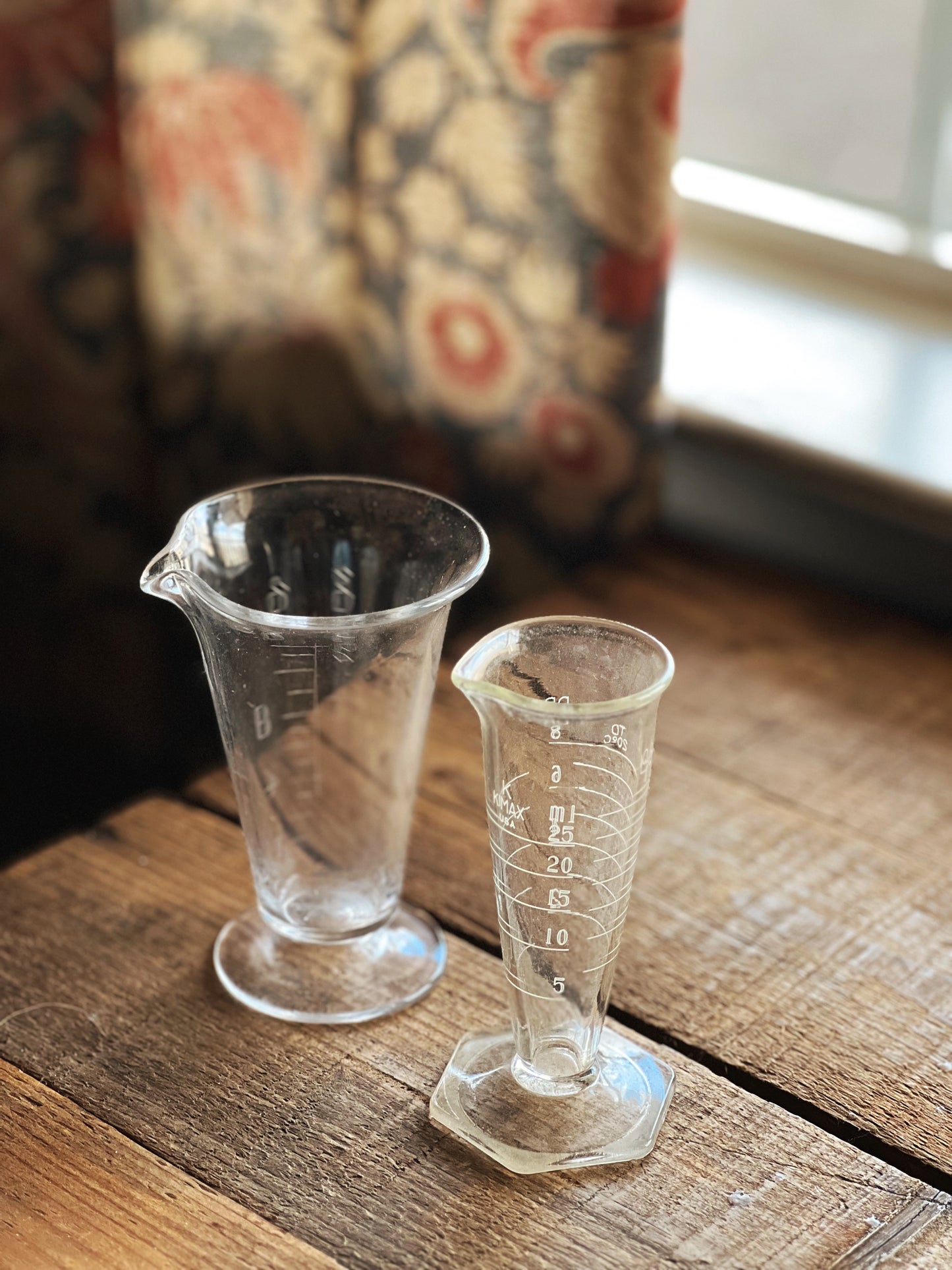 Vintage Pair of Glass Pharmacy Beakers