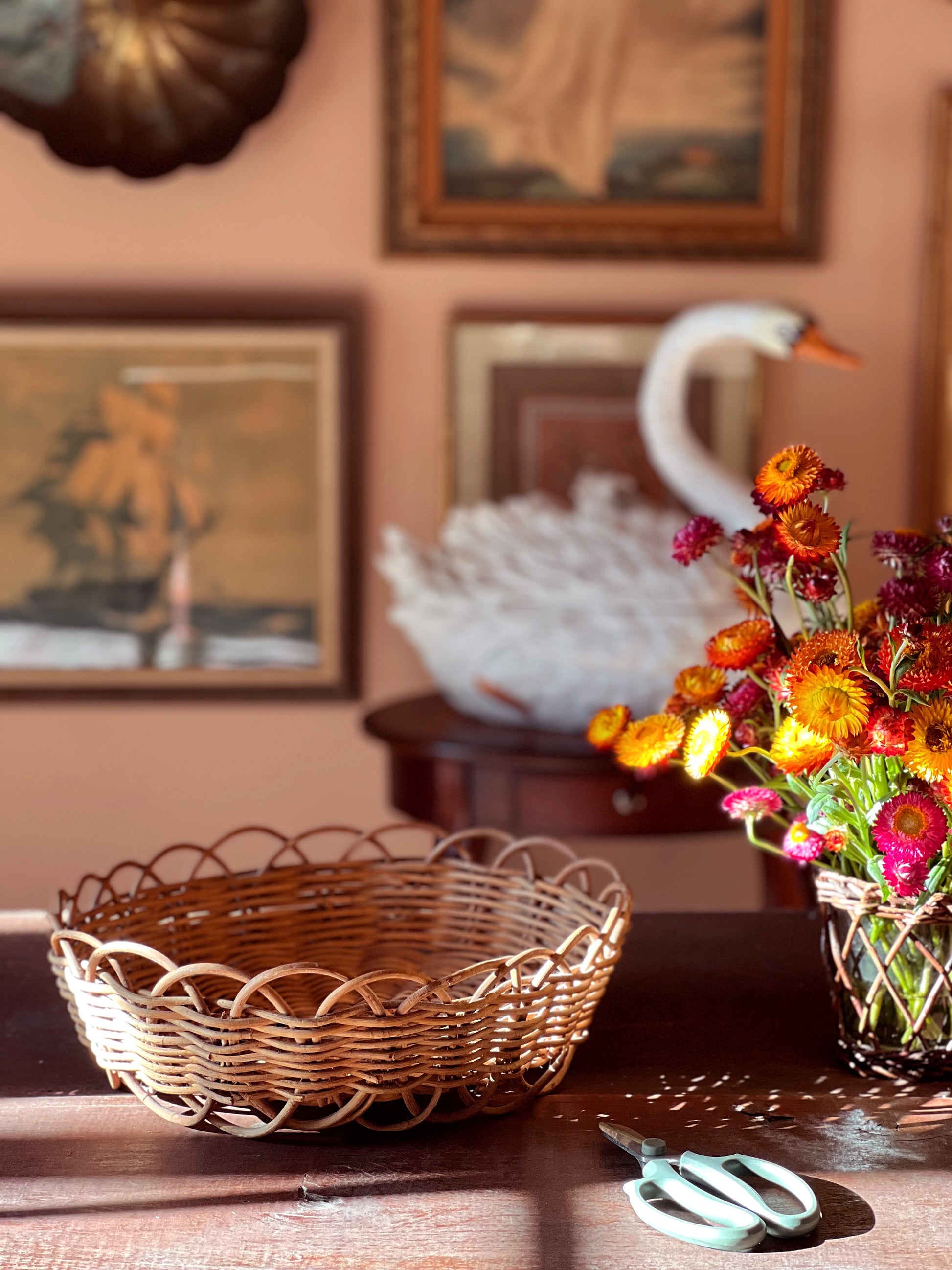 Vintage Round Decorative Basket