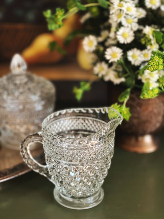 Vintage Anchor Hocking Wexford Sugar Bowl & Creamer