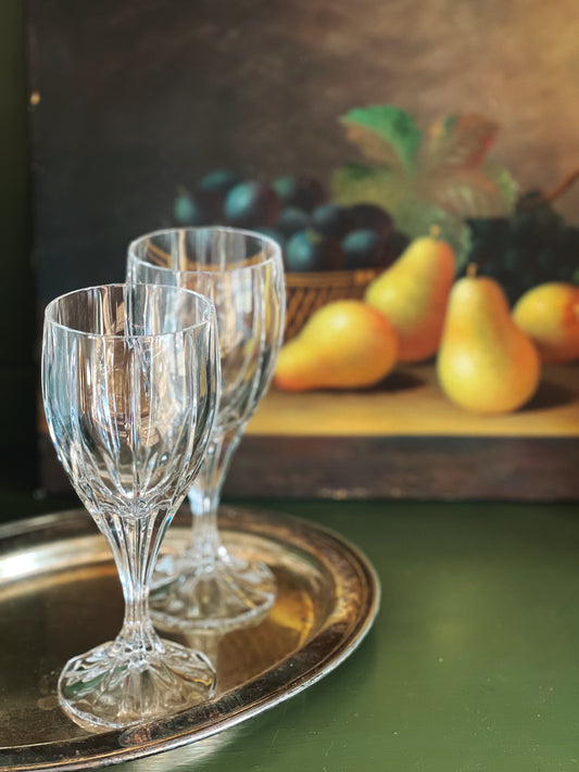 Pair of Vintage Crystal Wine Glasses