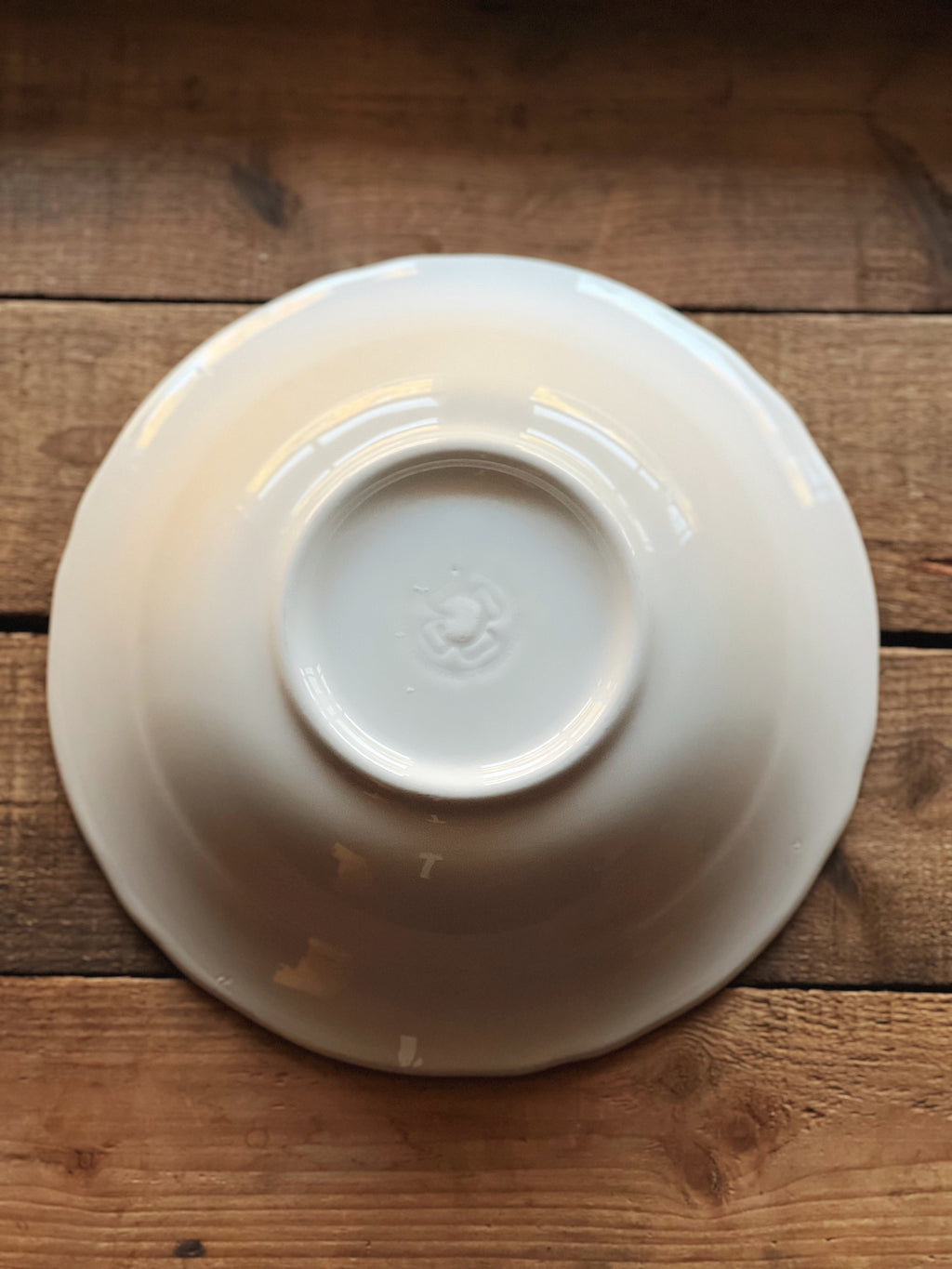 Large Vintage Hand Painted Ceramic Stenciled Serving Bowl