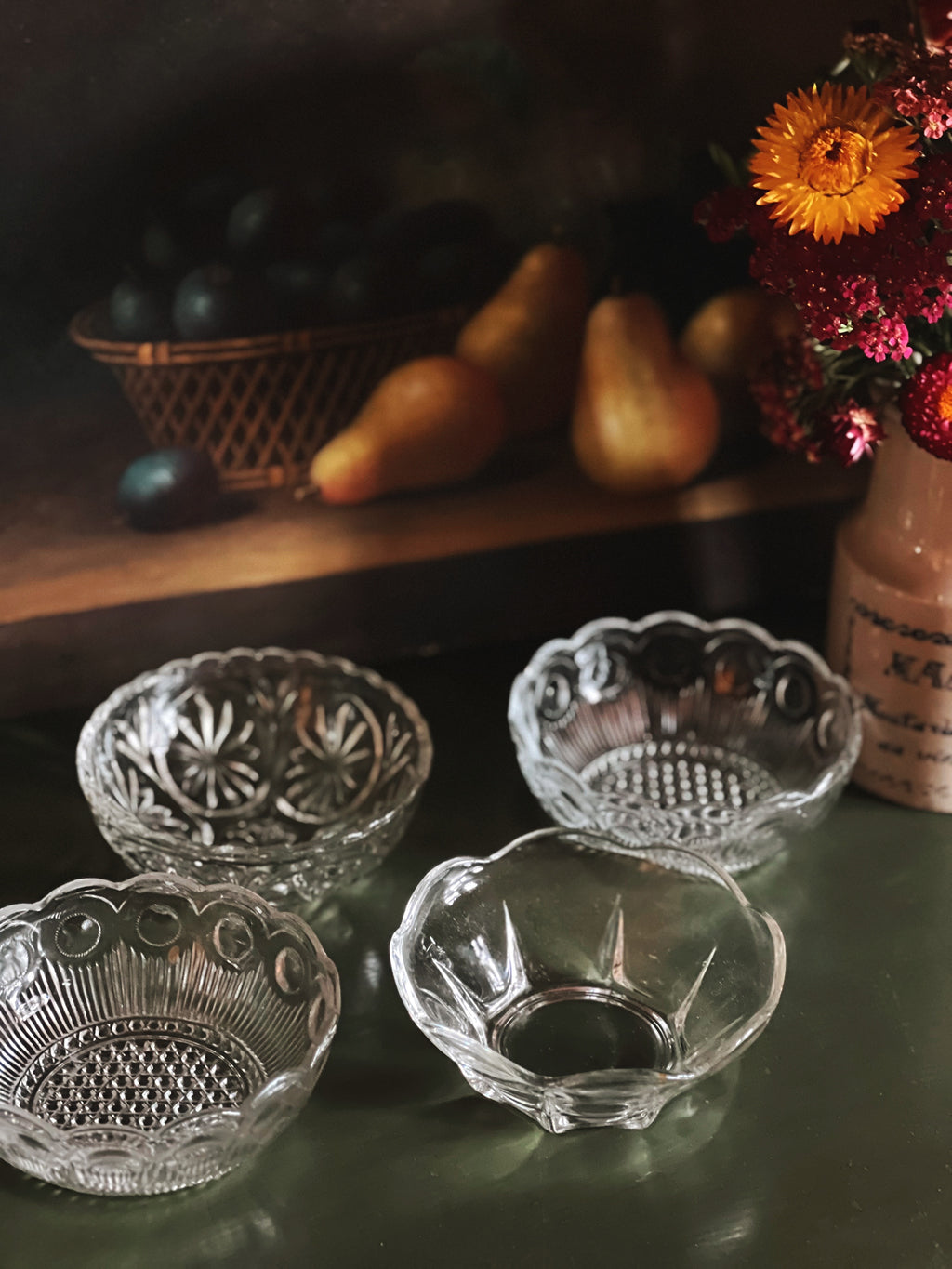 Set of 4 Mix and Match Vintage Glass Bowls