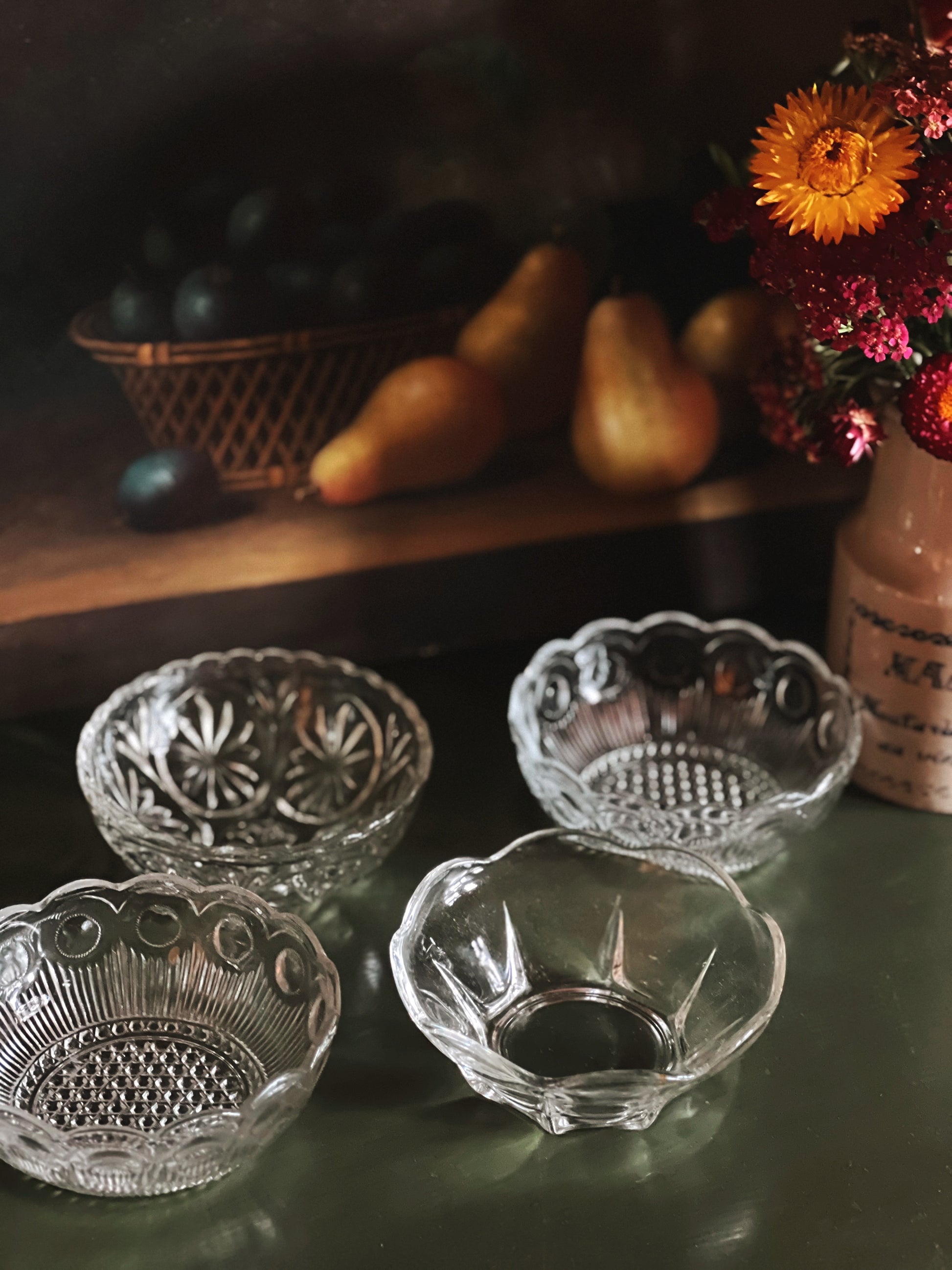 Set of 4 Mix and Match Vintage Glass Bowls