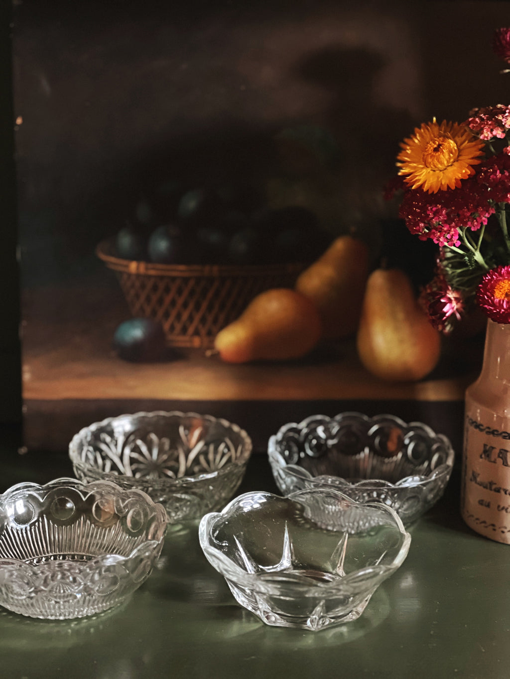 Set of 4 Mix and Match Vintage Glass Bowls