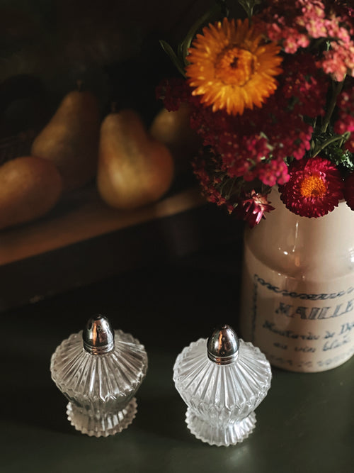 Pair of Vintage Glass Salt & Pepper Shakers