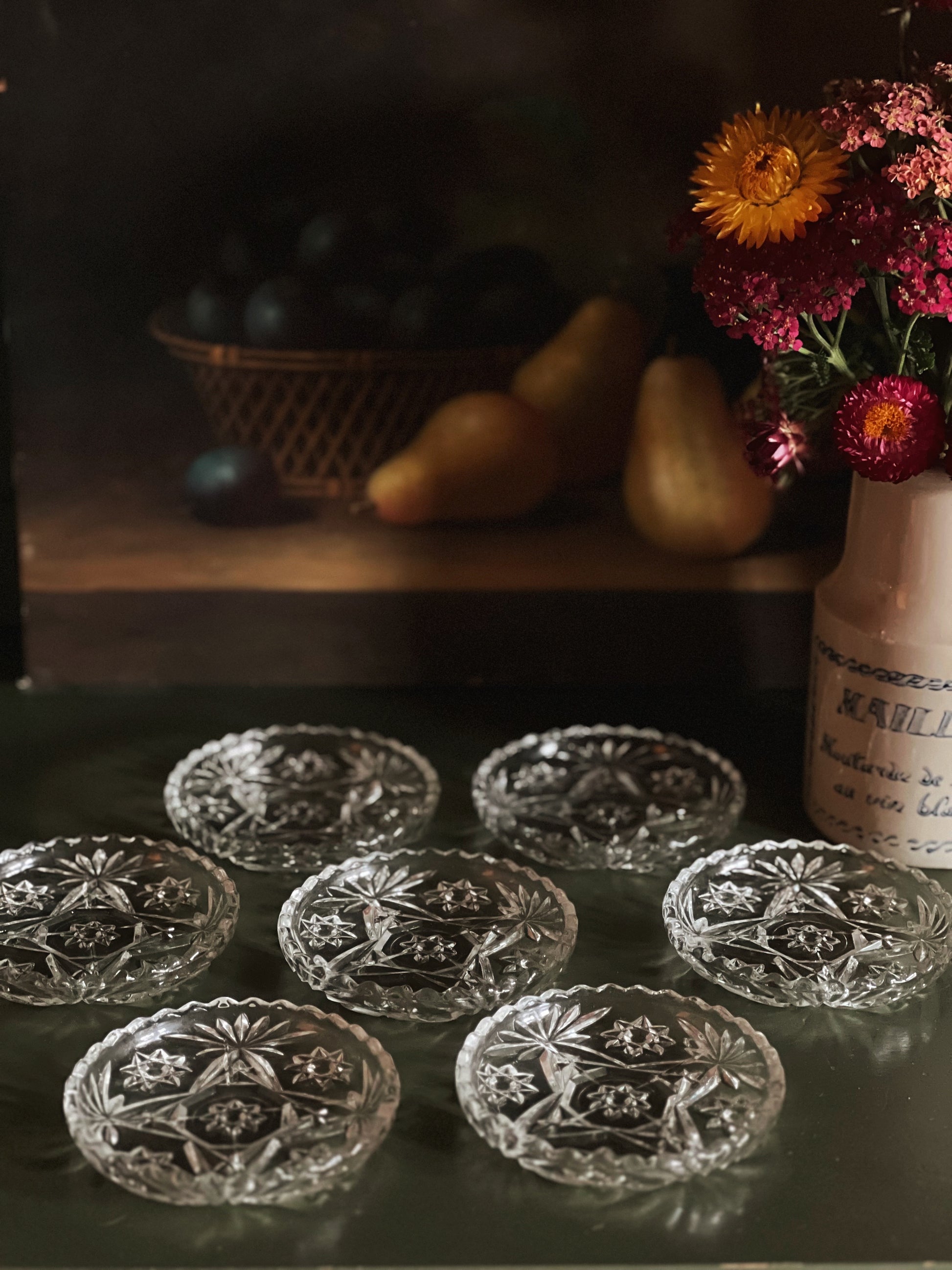 Set of 4 Vintage Glass Coasters