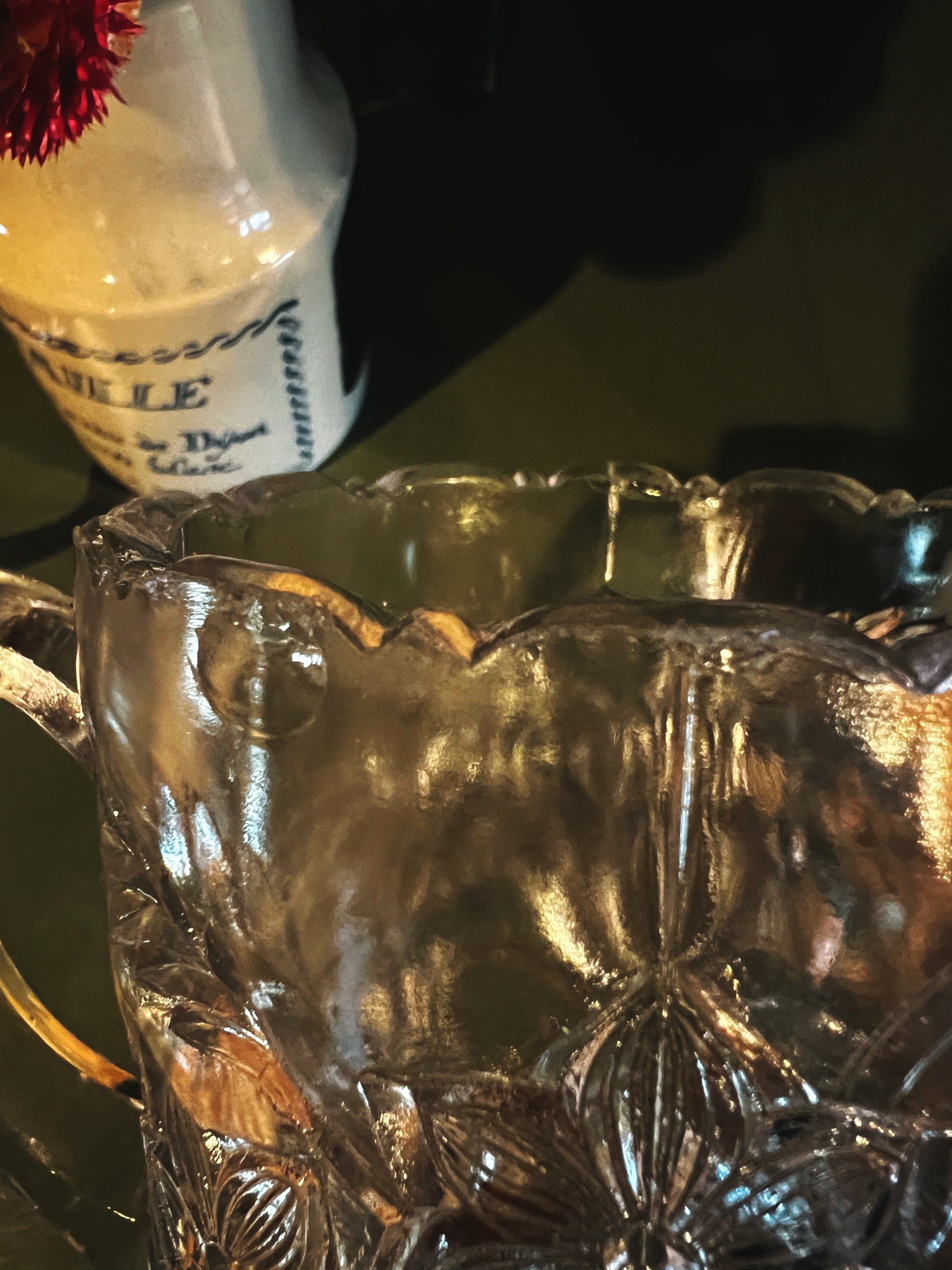 Vintage Pressed Glass Two Handle Vase