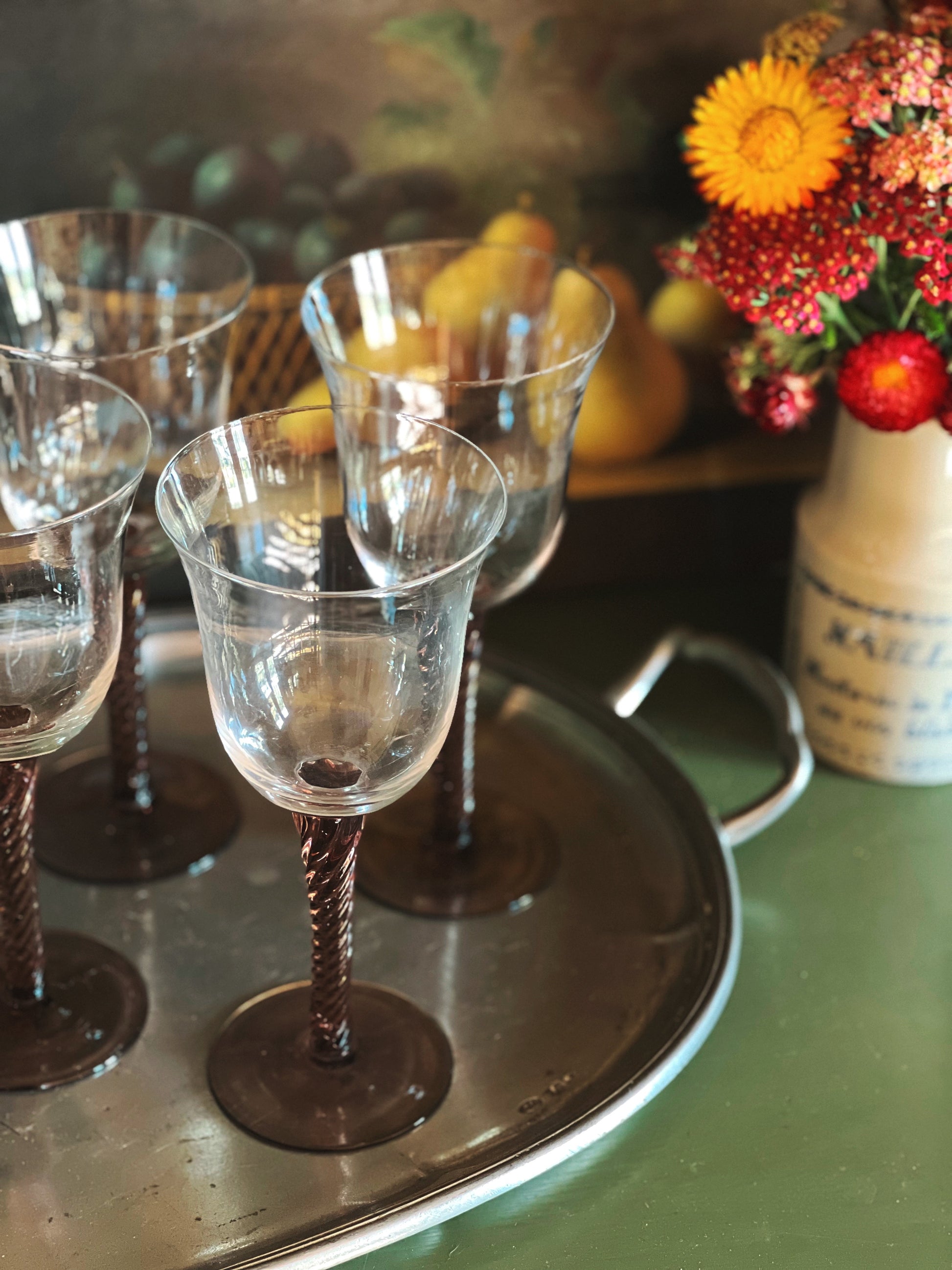 Vintage Wine Glass with Twist Stem