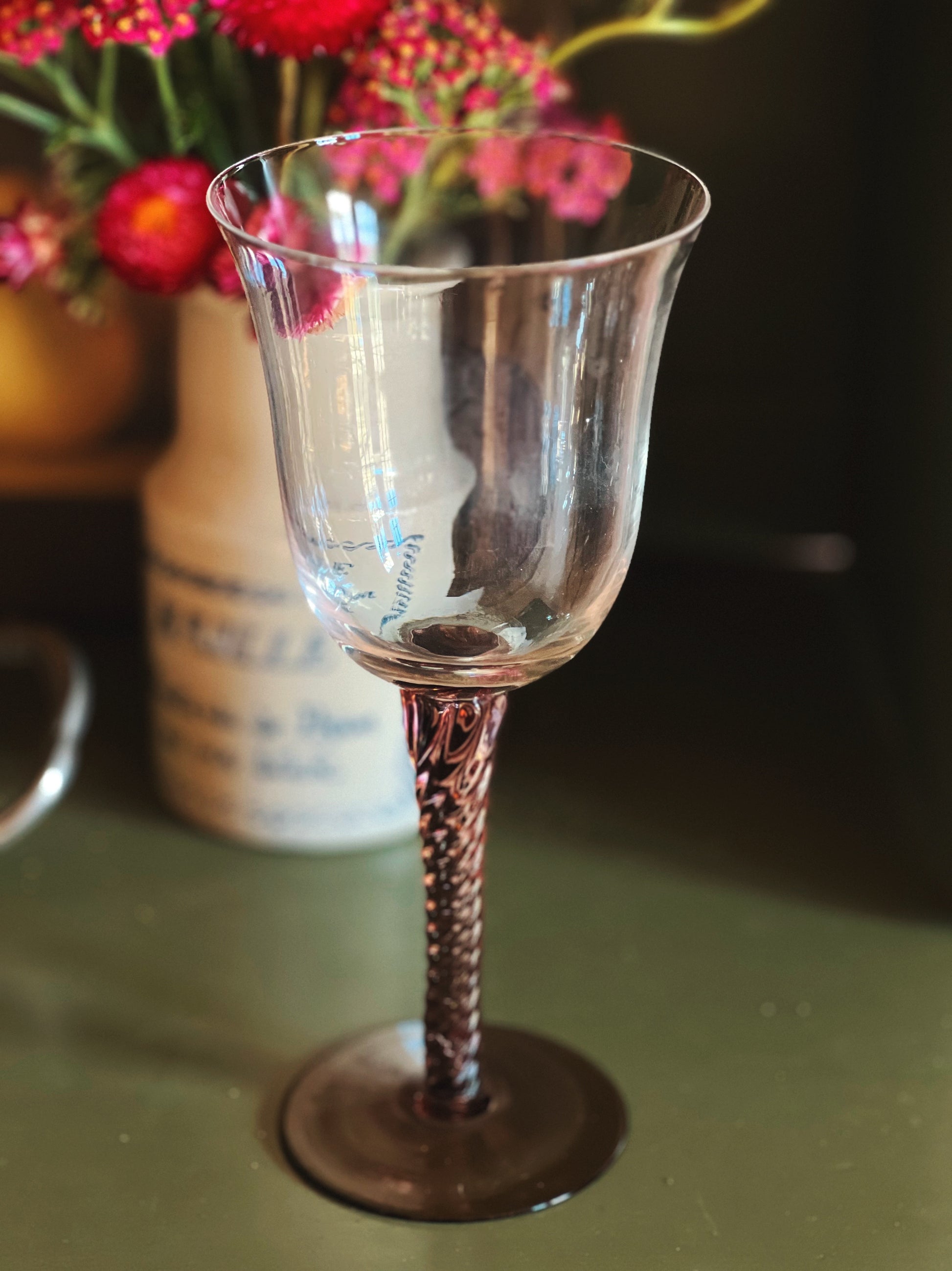 Vintage Wine Glass with Twist Stem