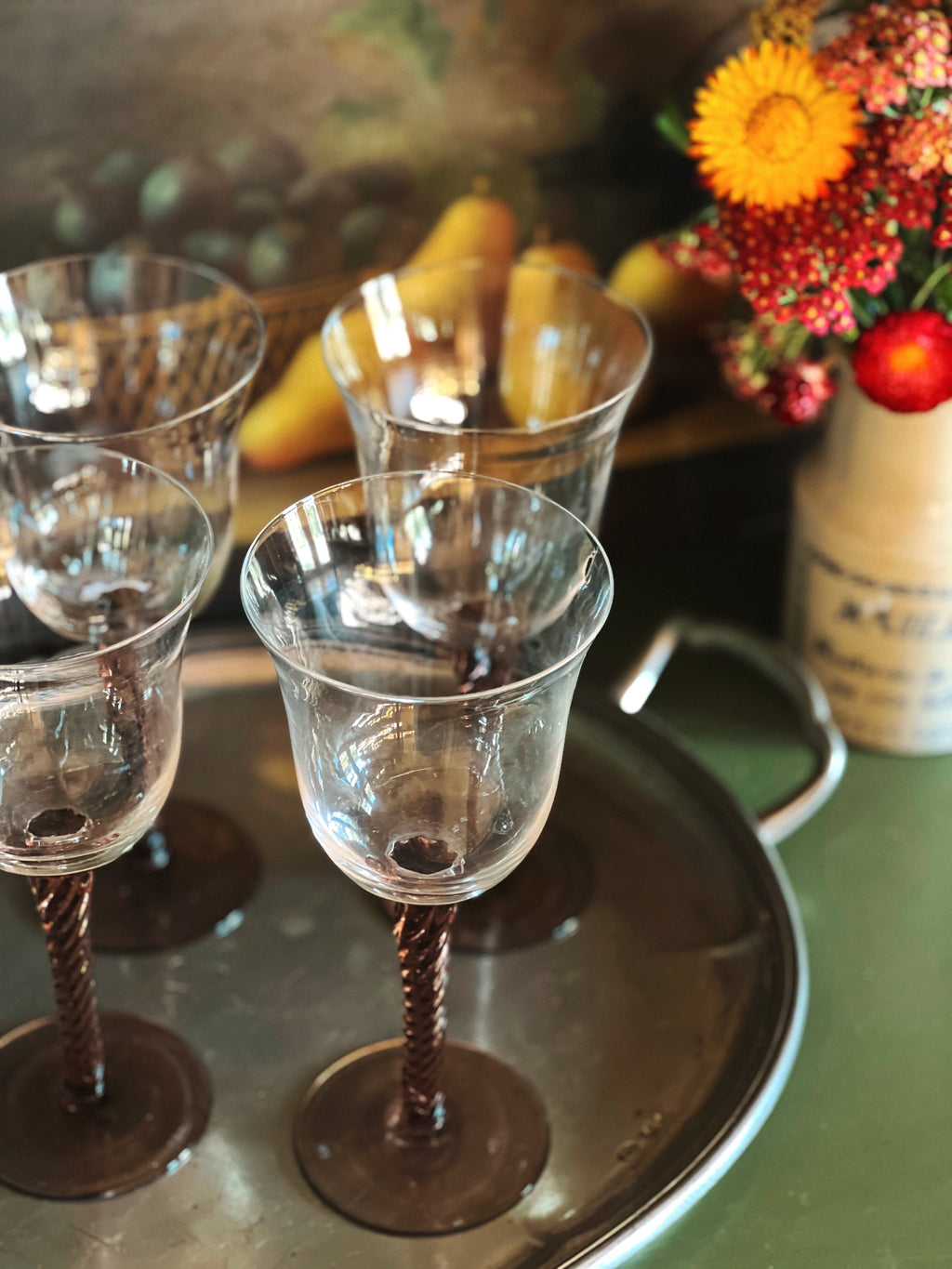 Vintage Wine Glass with Twist Stem