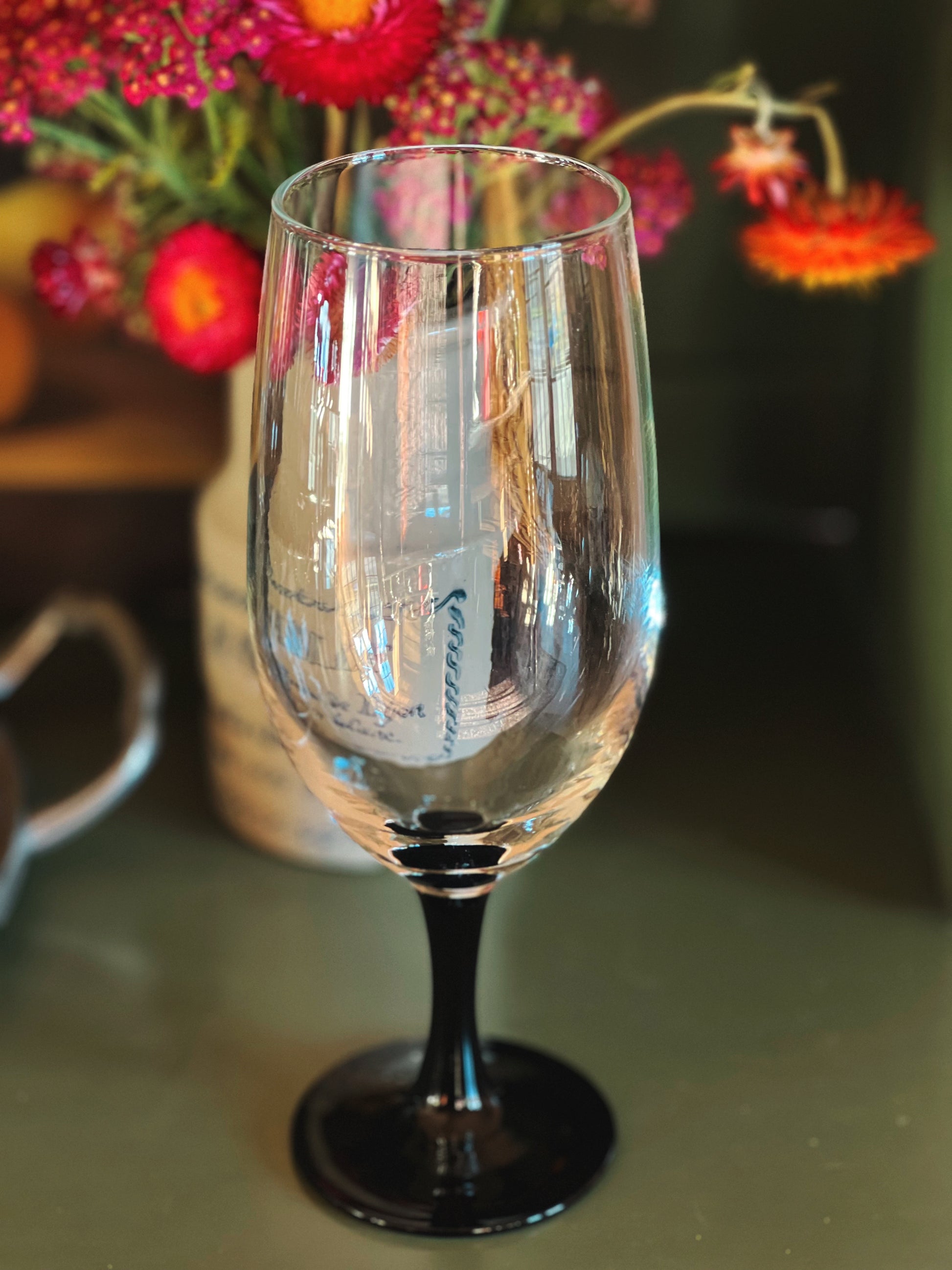 Vintage French Black Stem Iced Tea Glass