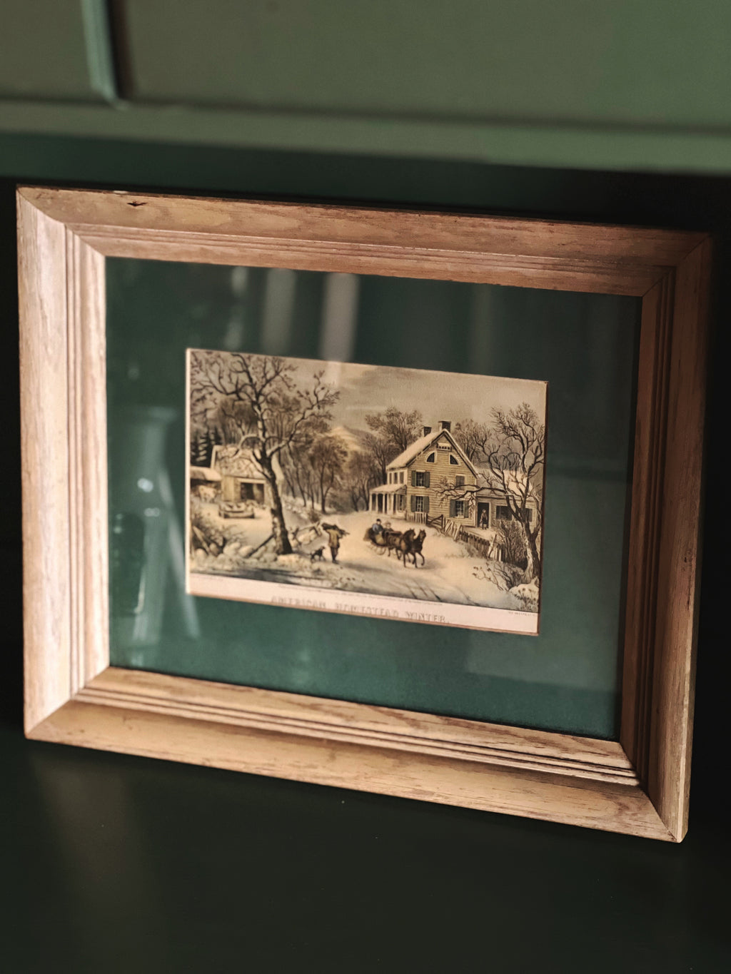 Vintage Framed Print Currier & Ives American Homestead Winter