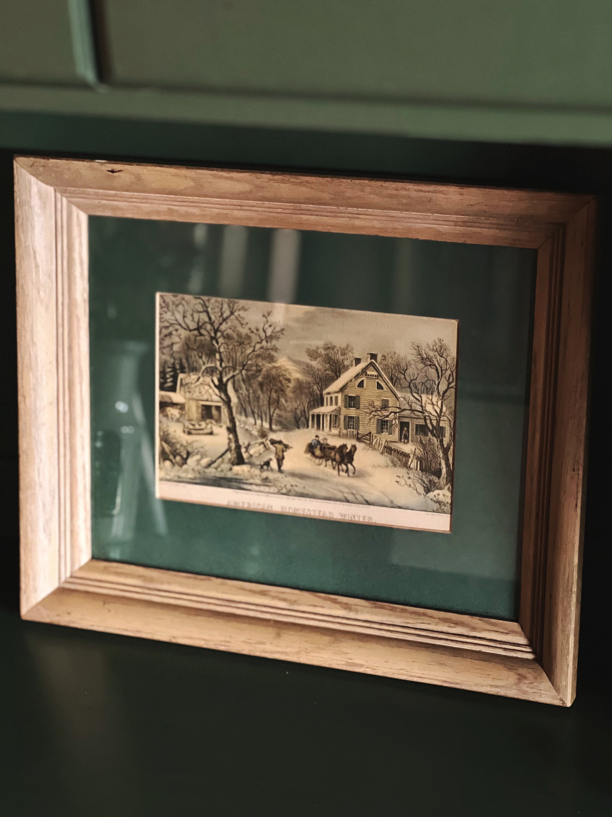 Vintage Framed Print Currier & Ives American Homestead Winter