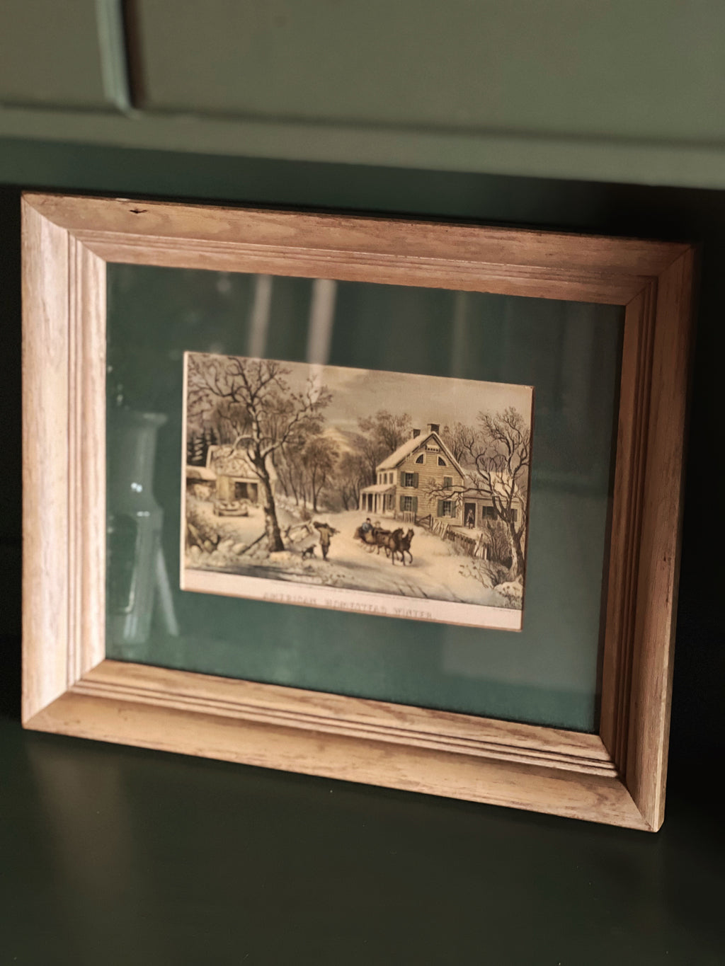 Vintage Framed Print Currier & Ives American Homestead Winter