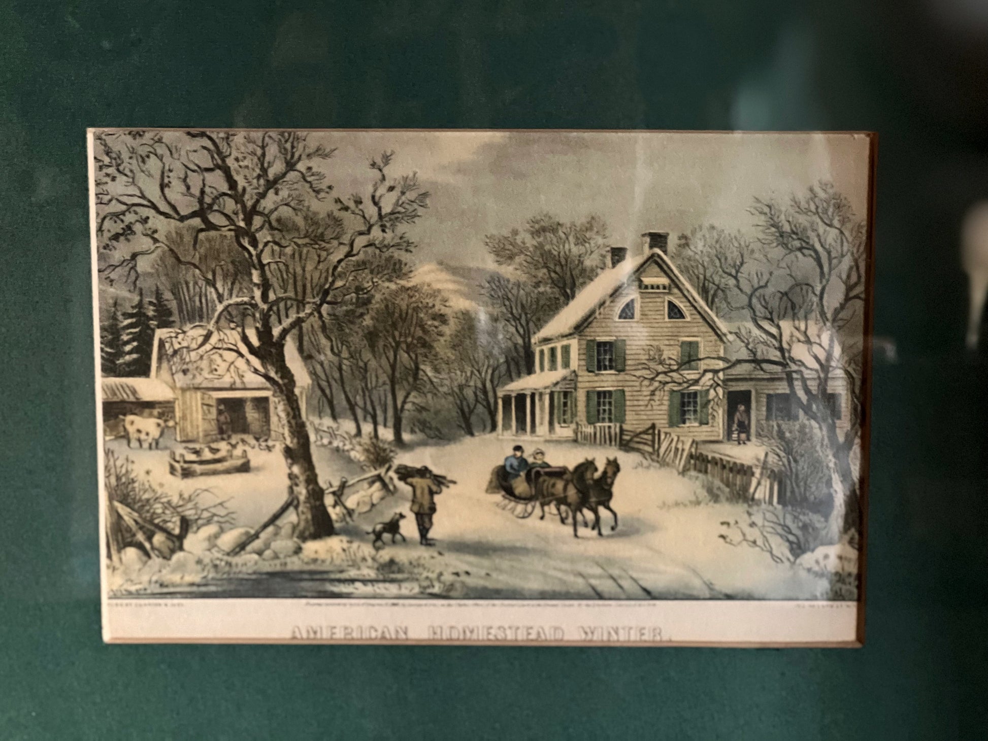 Vintage Framed Print Currier & Ives American Homestead Winter