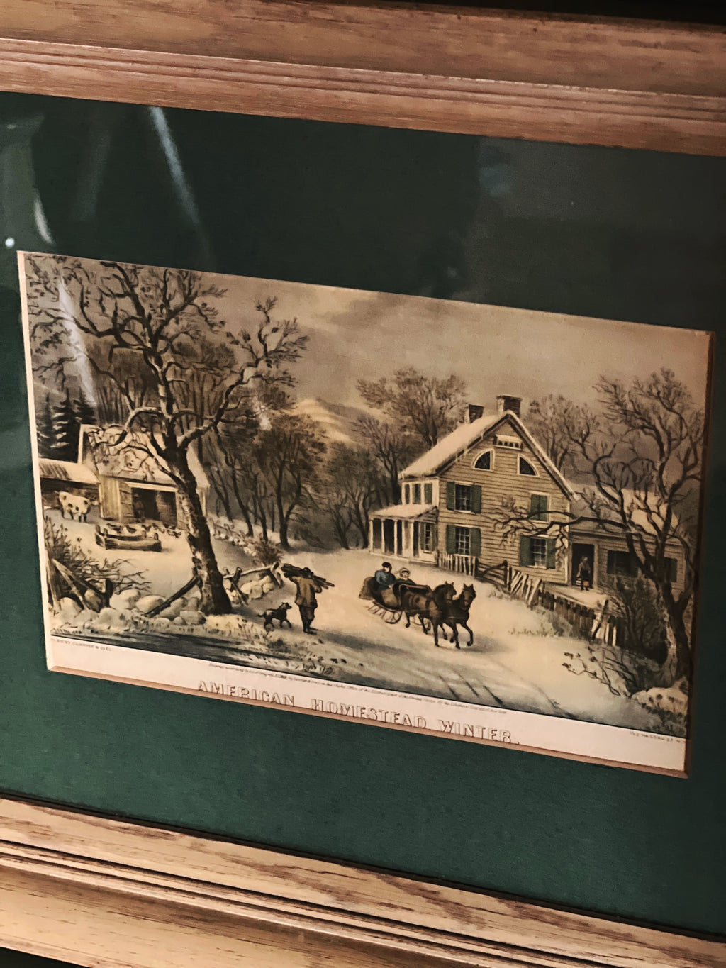 Vintage Framed Print Currier & Ives American Homestead Winter