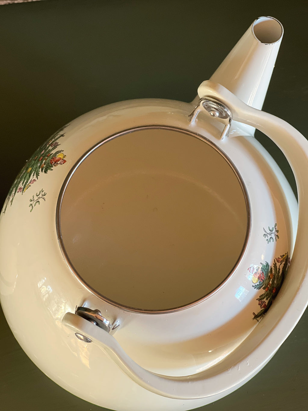 Vintage Spode Christmas Tree Enamel Kettle