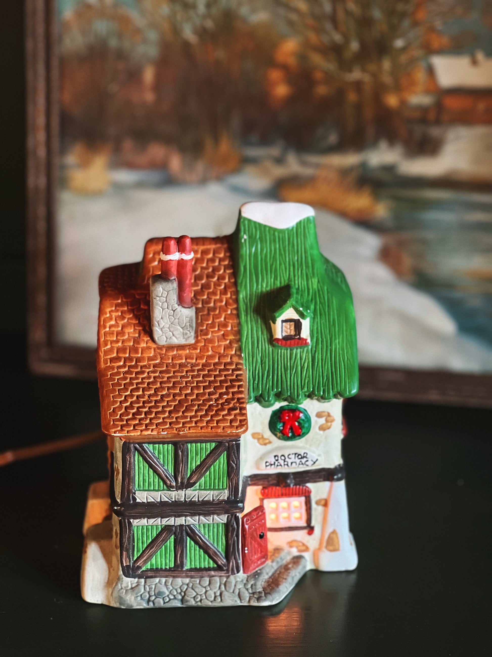 light up Christmas village doctor/pharmacy shop