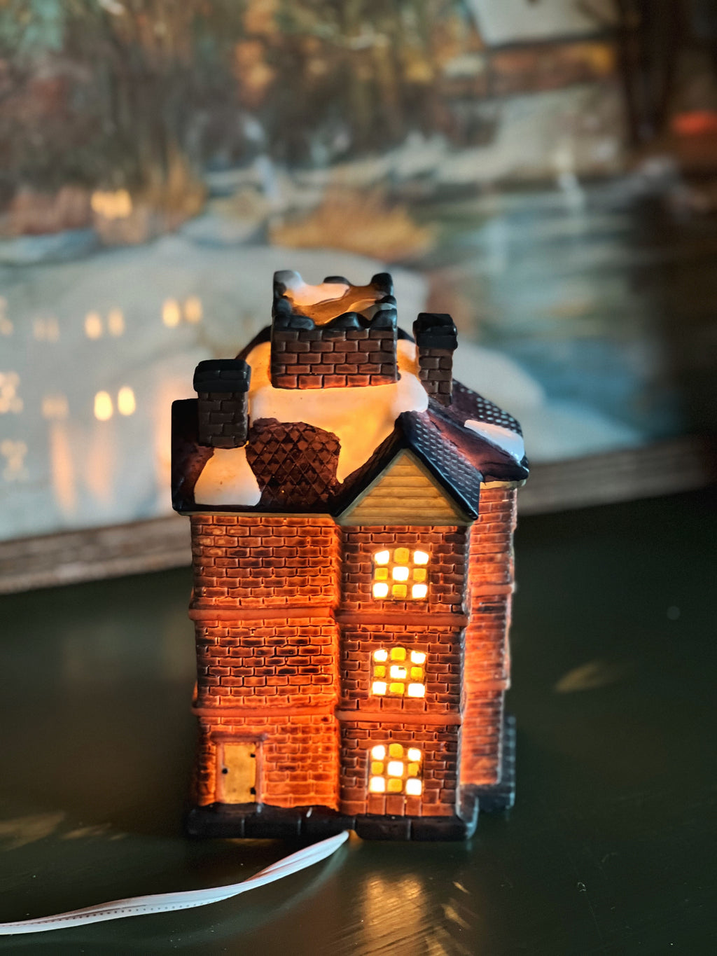 Vintage Light Up Christmas Village Hotel & Shop