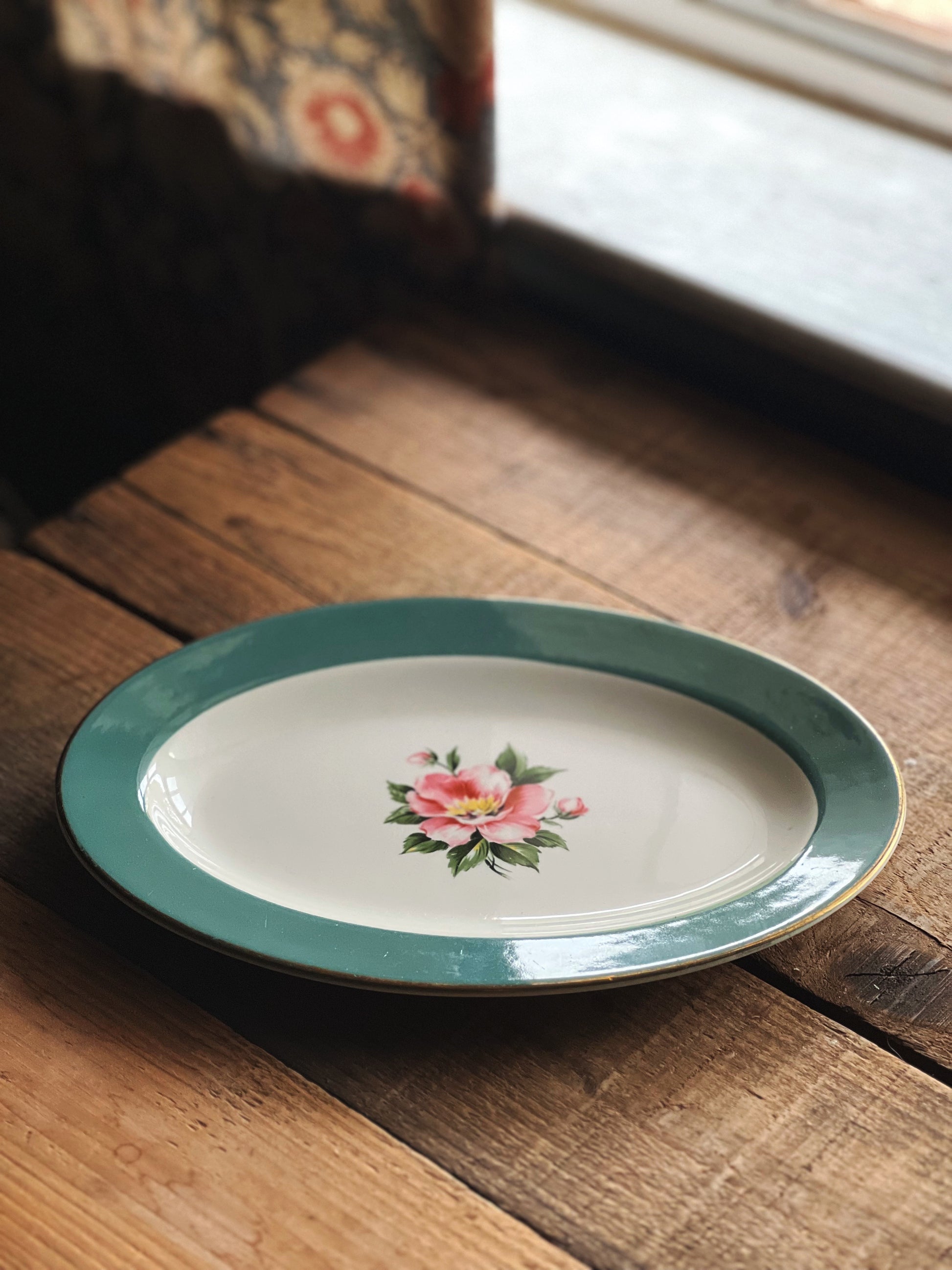 Vintage Homer Laughlin Empire Green Gravy Boat and Underplate