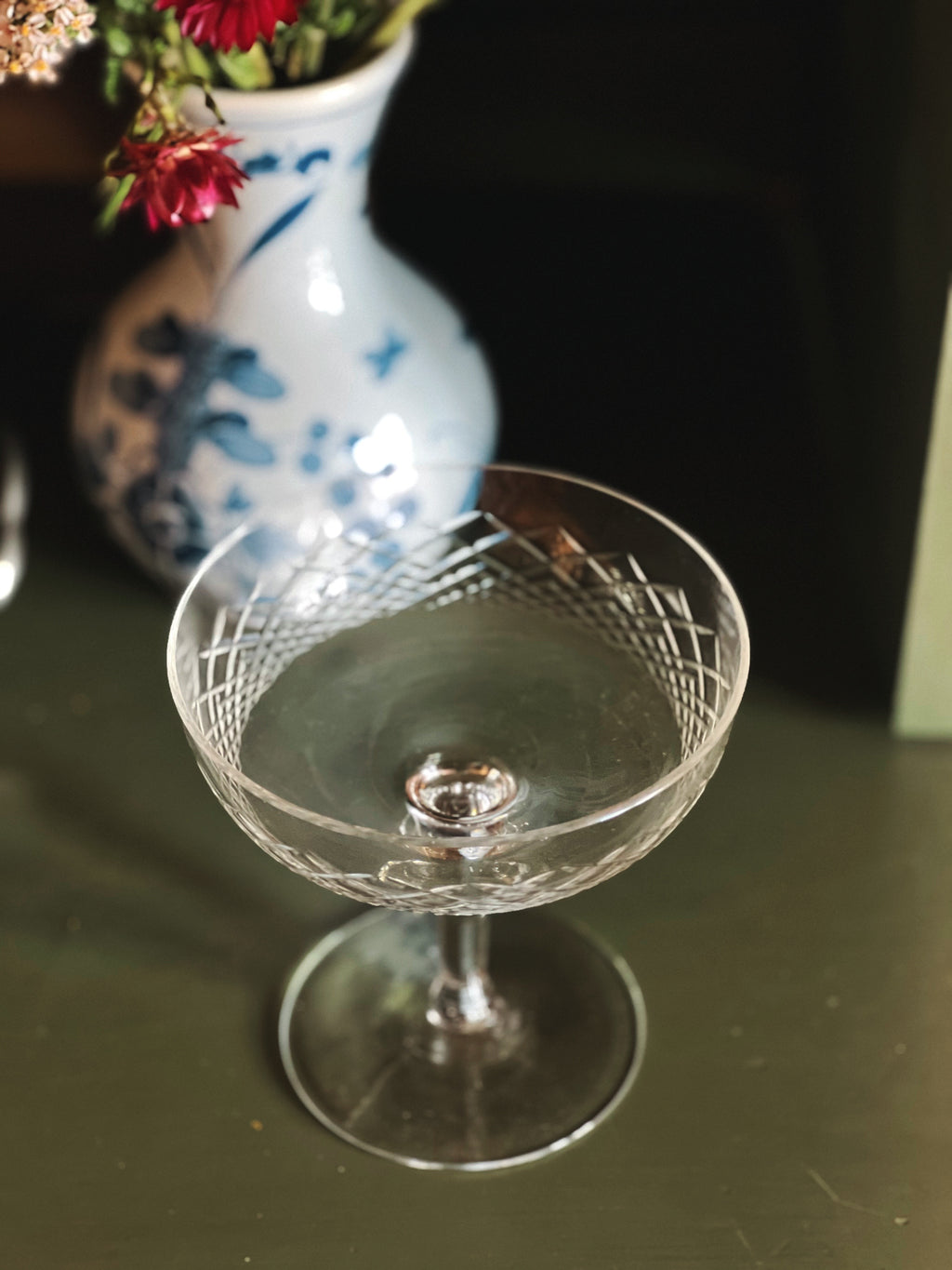 Vintage Etched Crystal Champagne Coupe