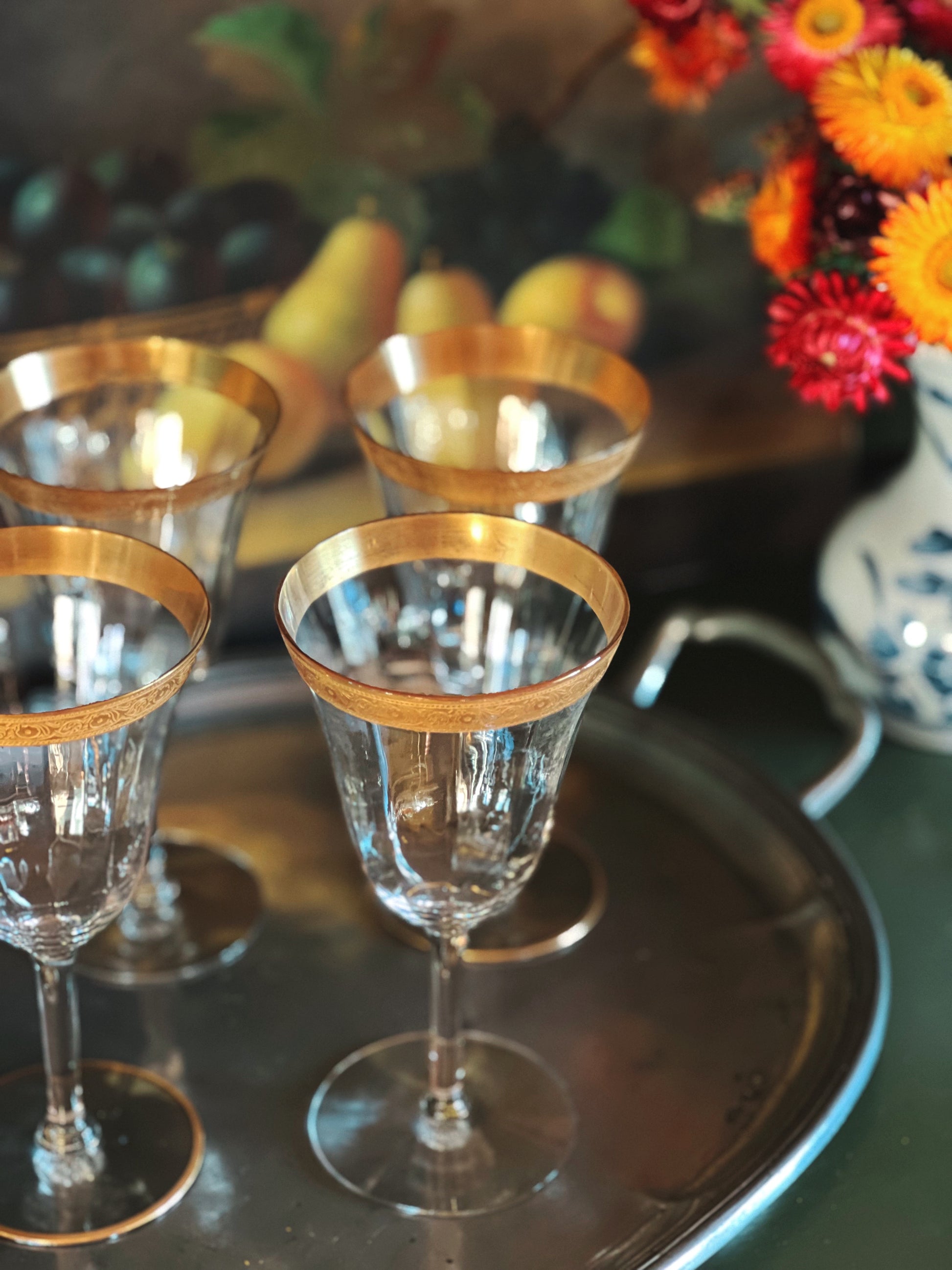 Set of 4 Vintage Tiffin Minton Water Goblets