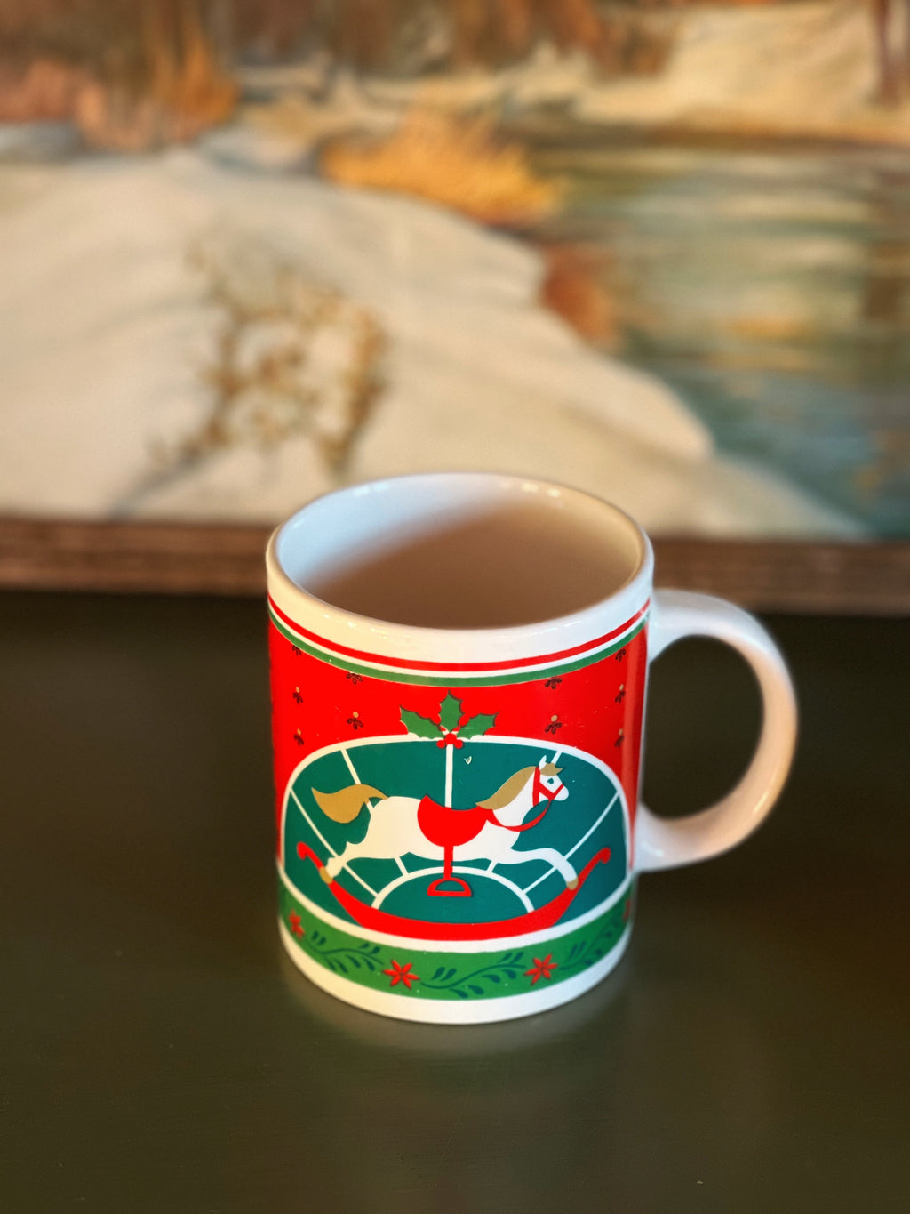 Vintage Pair of Mix Match Christmas Mugs