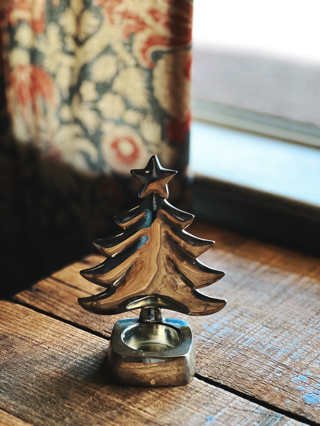 Vintage Silver Christmas Votive Candleholder