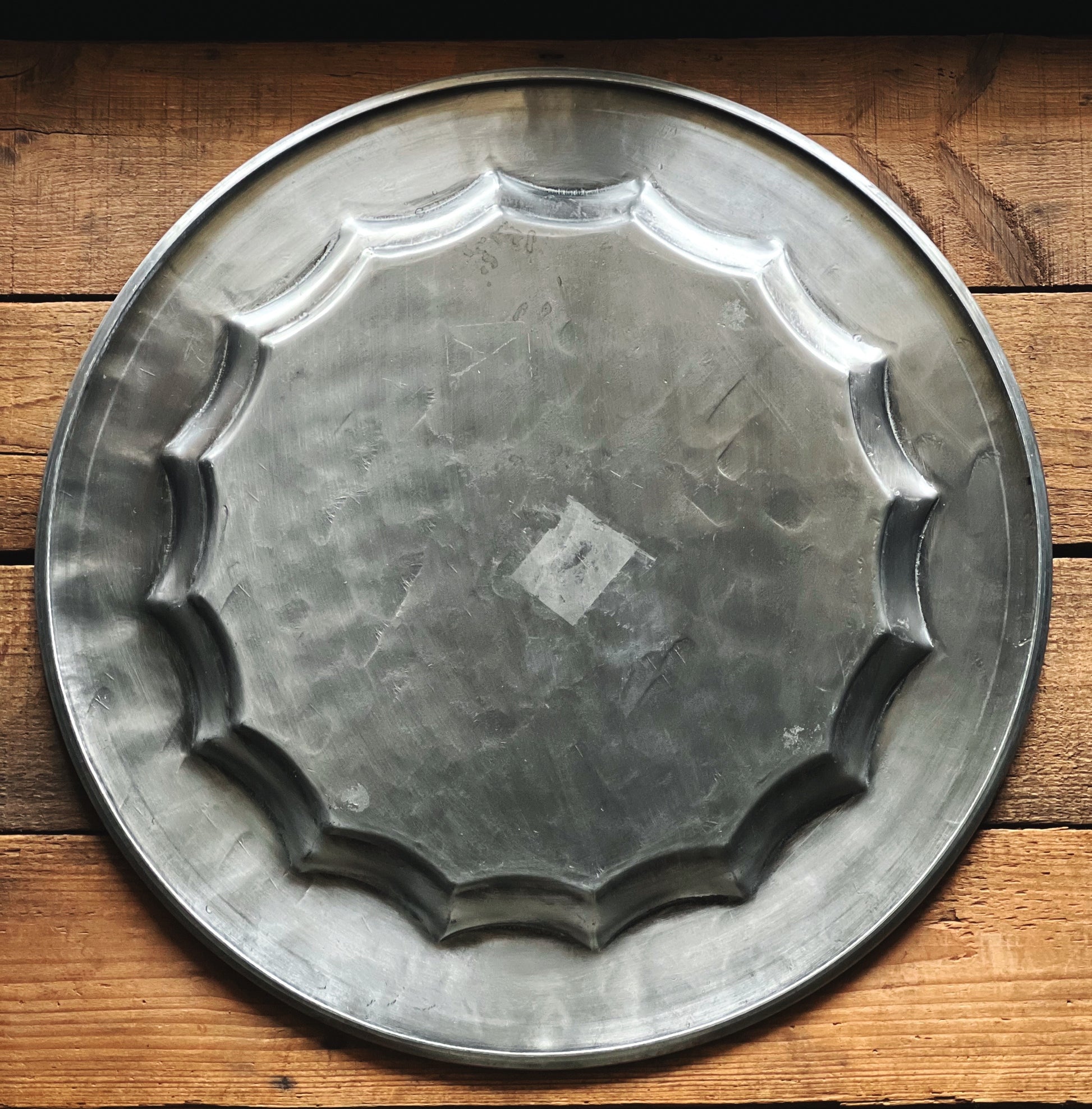 Large Vintage Round Silver Serving Tray Made in India
