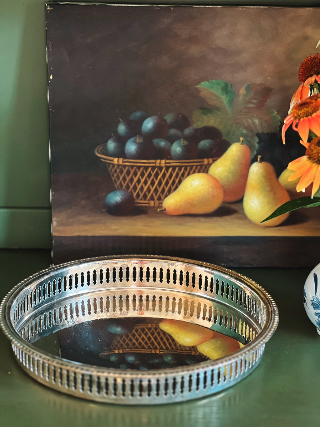 Vintage Silver Round Butler's Tray