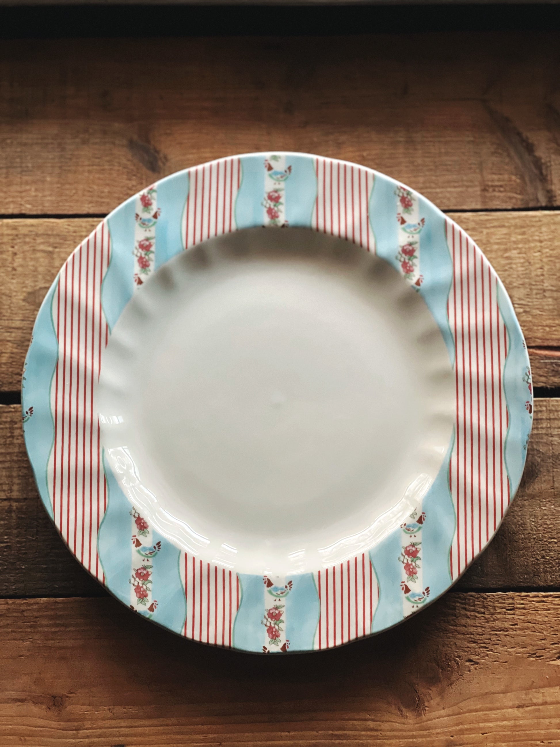 Vintage Johnson Brothers Farmhouse Chic Silky Stripe Dinner Plate