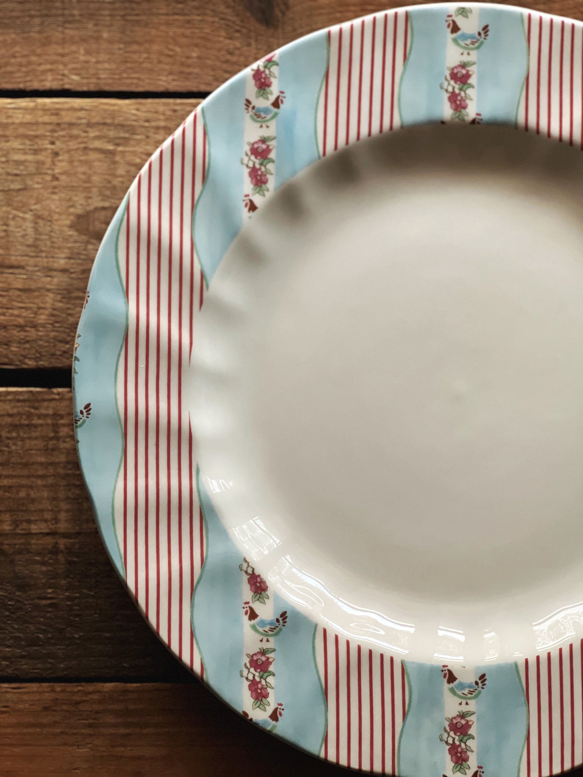 Vintage Johnson Brothers Farmhouse Chic Silky Stripe Dinner Plate