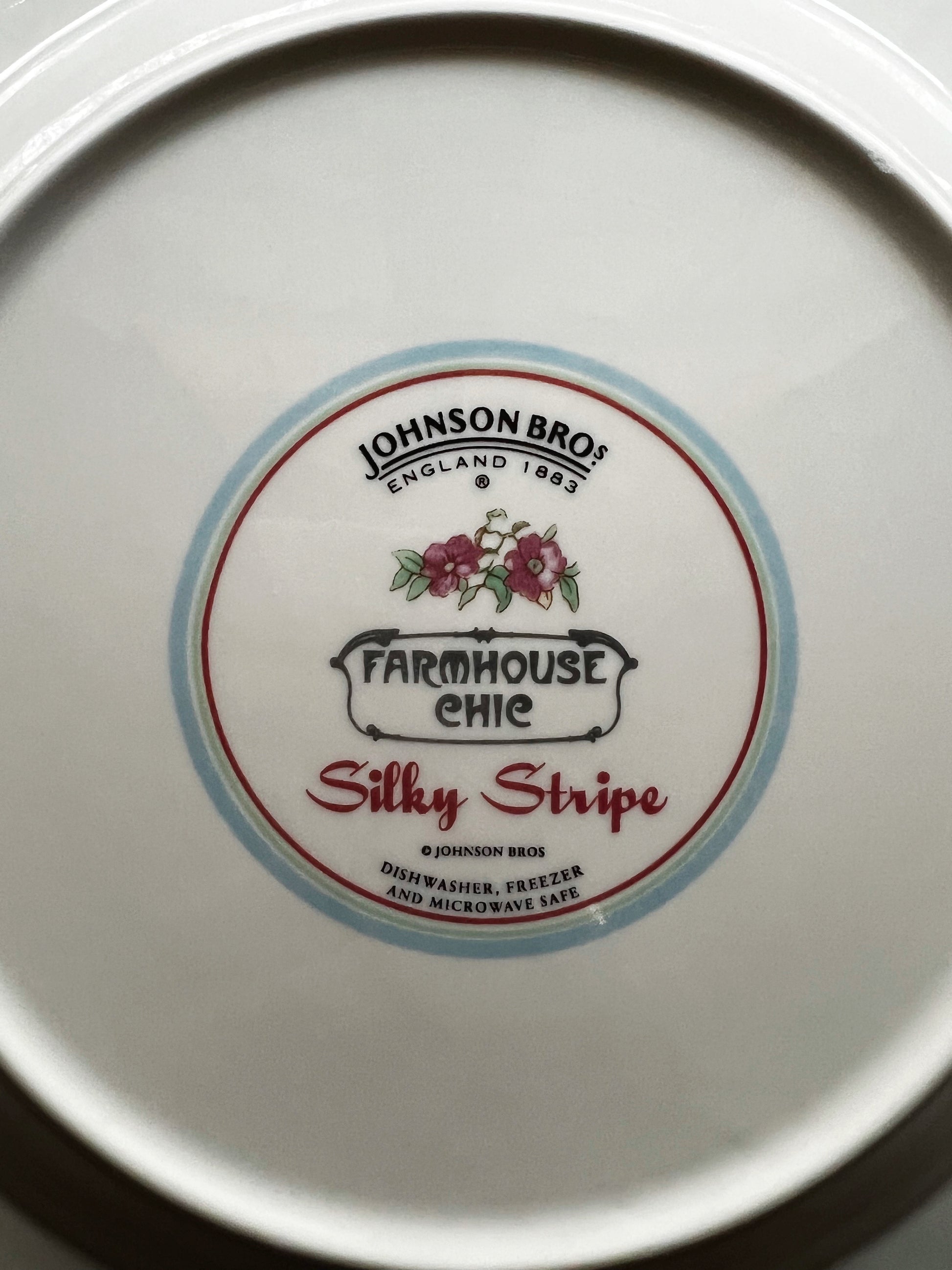 Vintage Johnson Brothers Farmhouse Chic Silky Stripe Dinner Plate