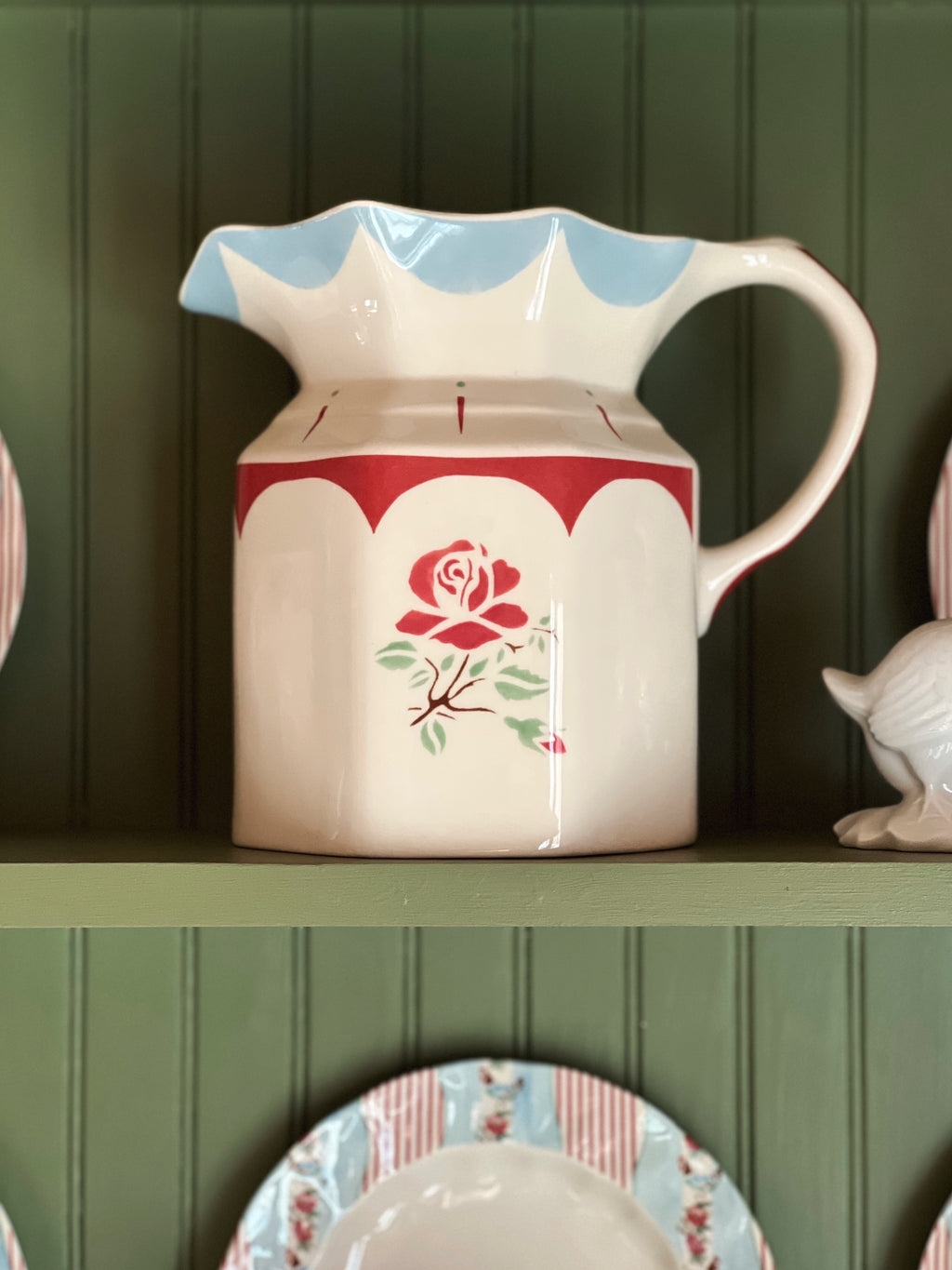 Vintage Johnson Brothers Farmhouse Chic Silky Stripe Large Jug