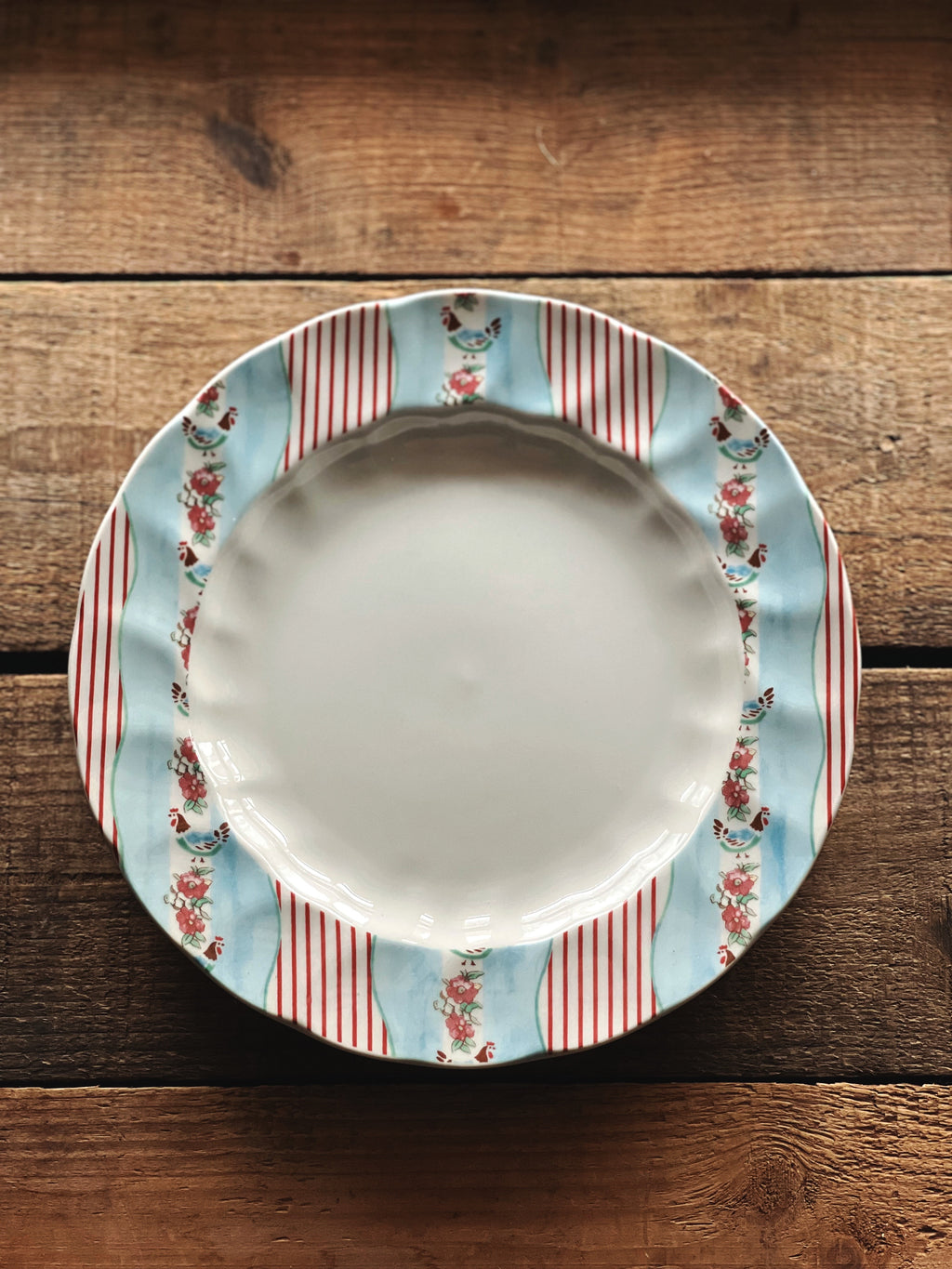 Vintage Johnson Brothers Farmhouse Chic Silky Stripe Salad Plate