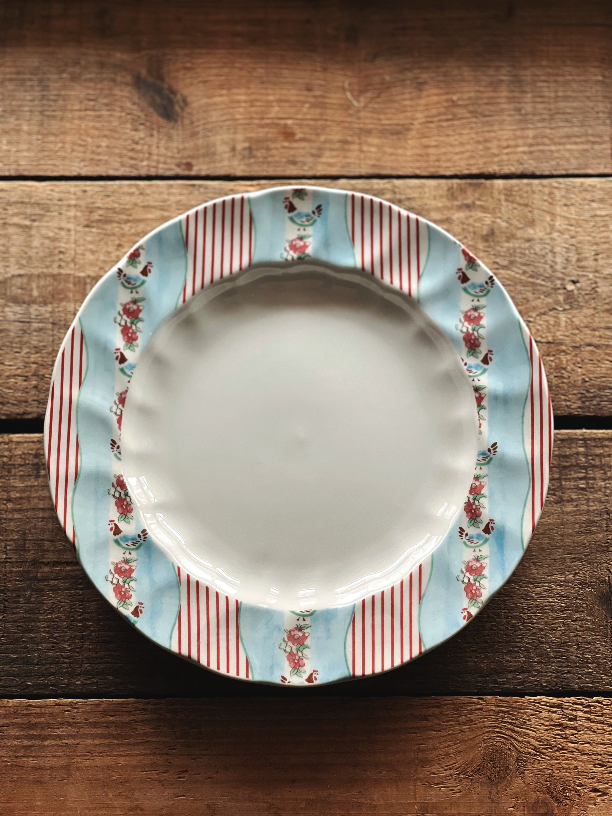 Vintage Johnson Brothers Farmhouse Chic Silky Stripe Salad Plate