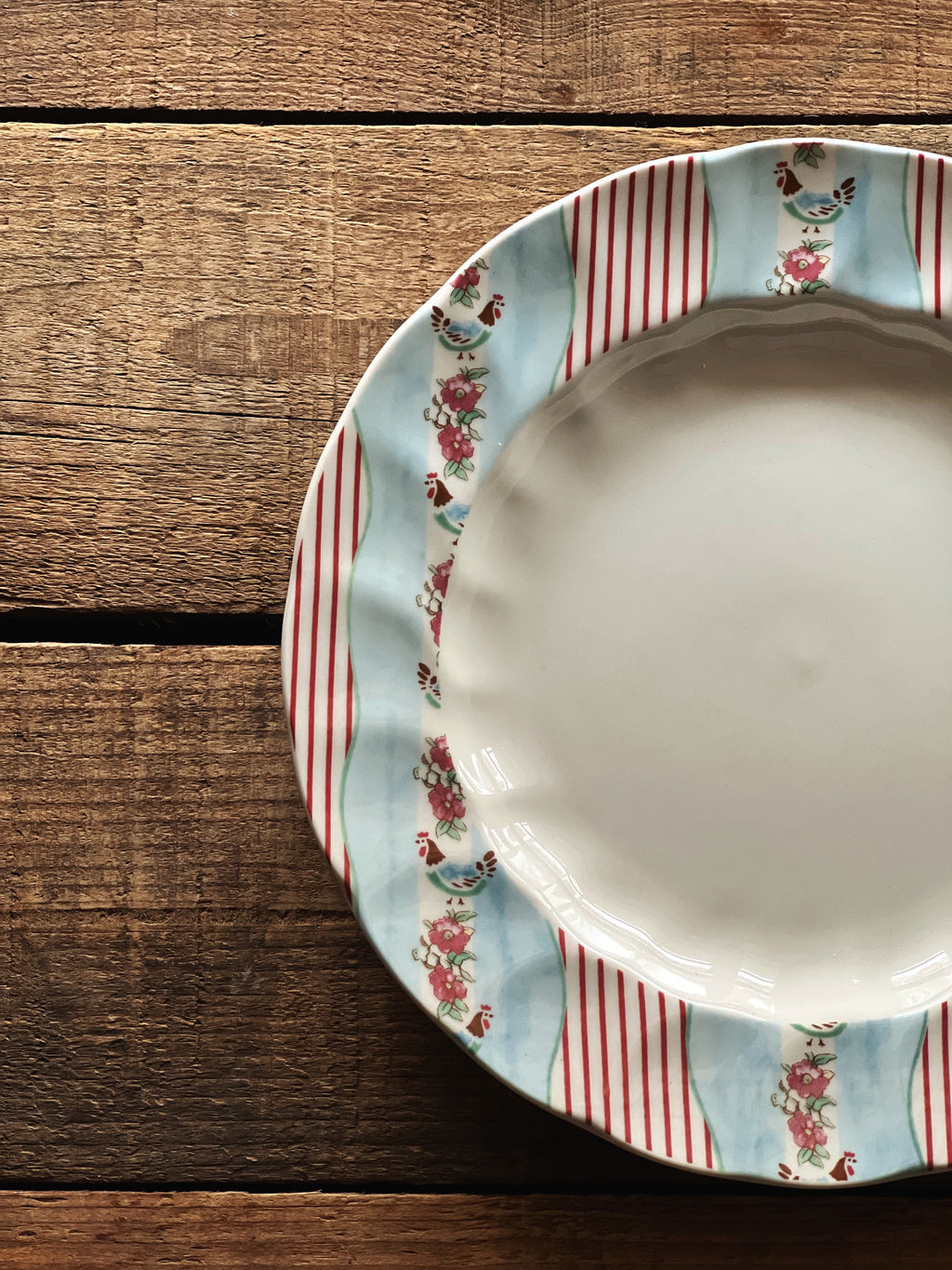 Vintage Johnson Brothers Farmhouse Chic Silky Stripe Salad Plate