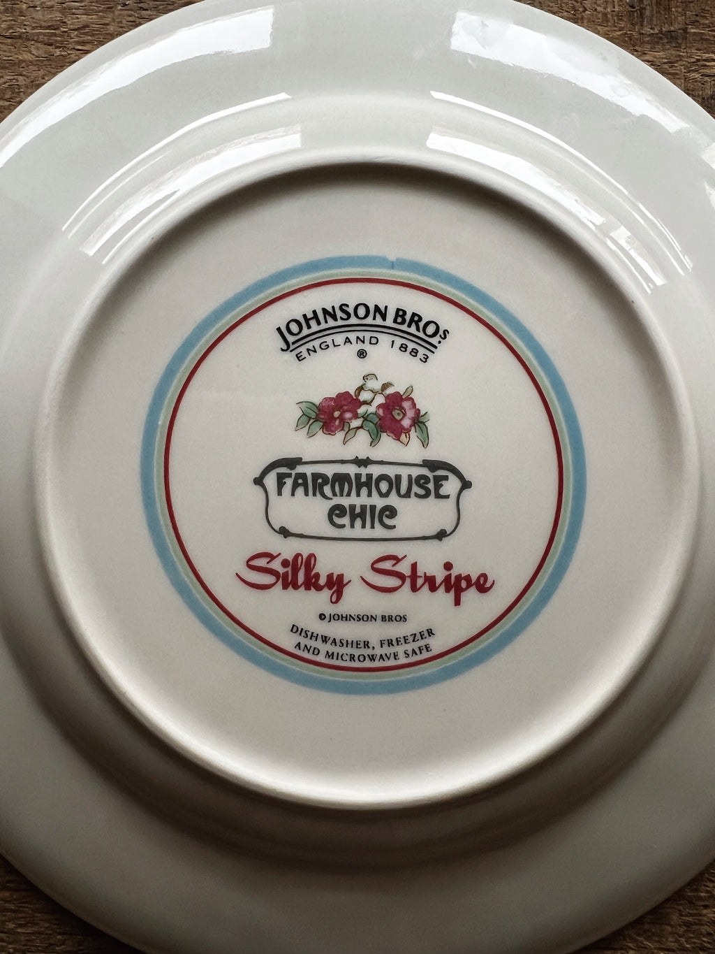 Vintage Johnson Brothers Farmhouse Chic Silky Stripe Salad Plate