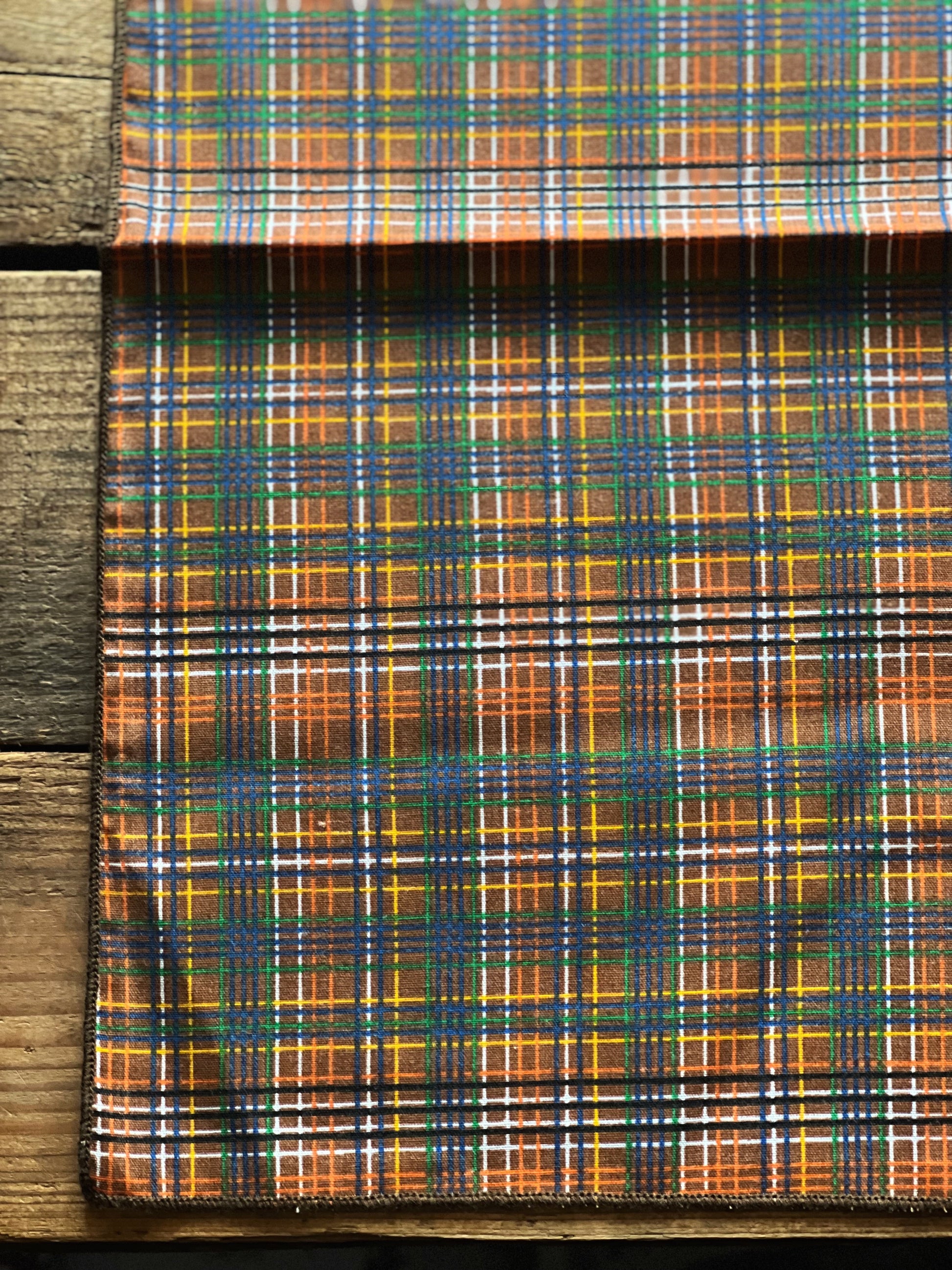Set of 6 Vintage Brown Plaid Napkins