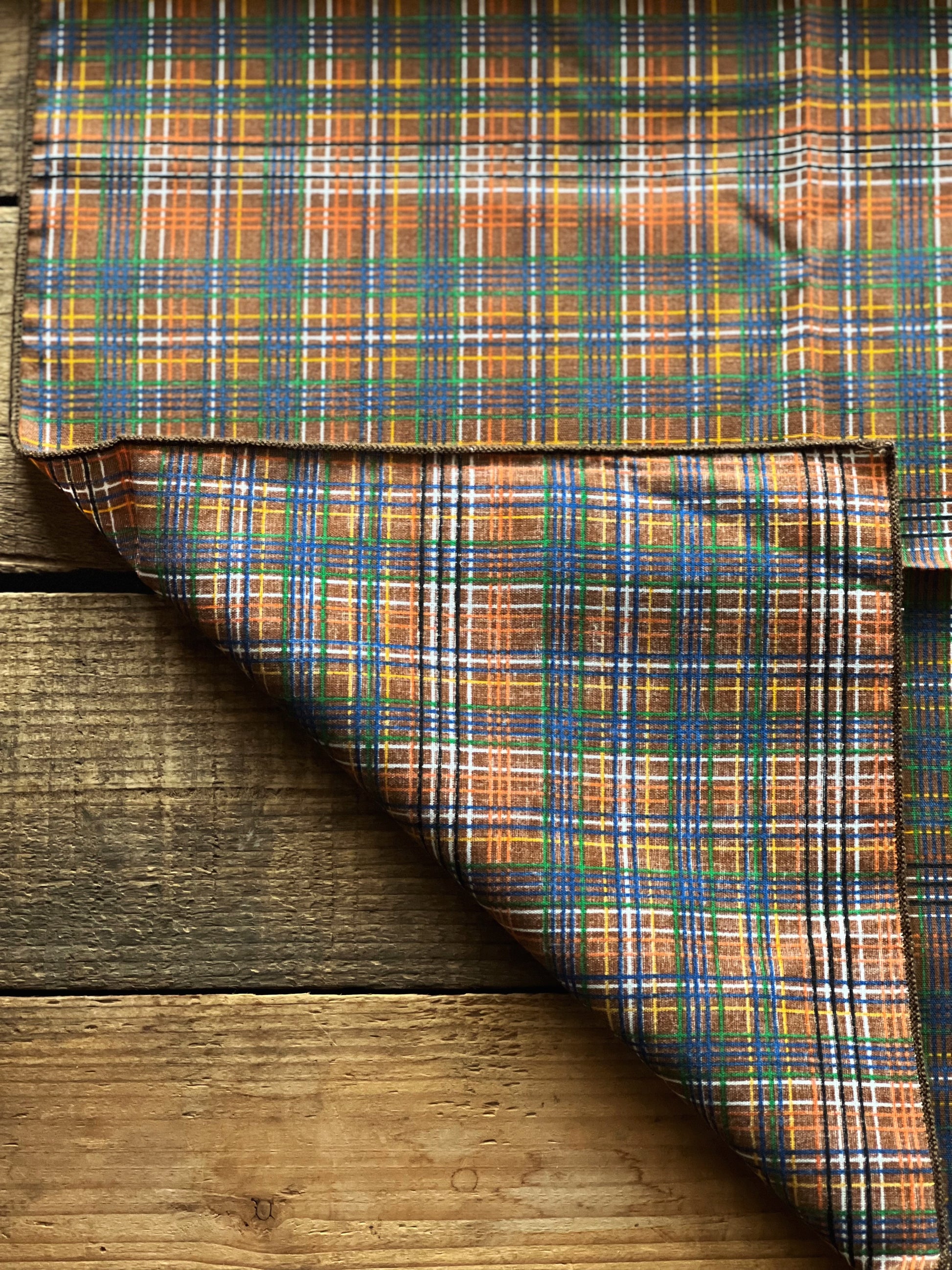 Set of 6 Vintage Brown Plaid Napkins